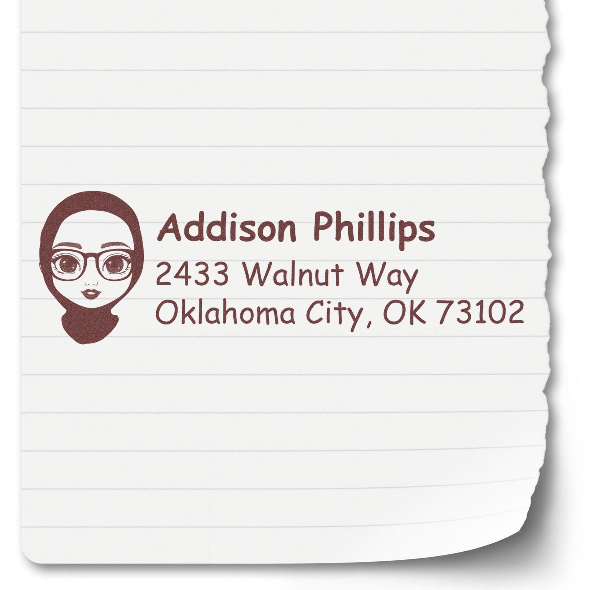 Wood Handle Ms Addison Bitmoji Address Stamp