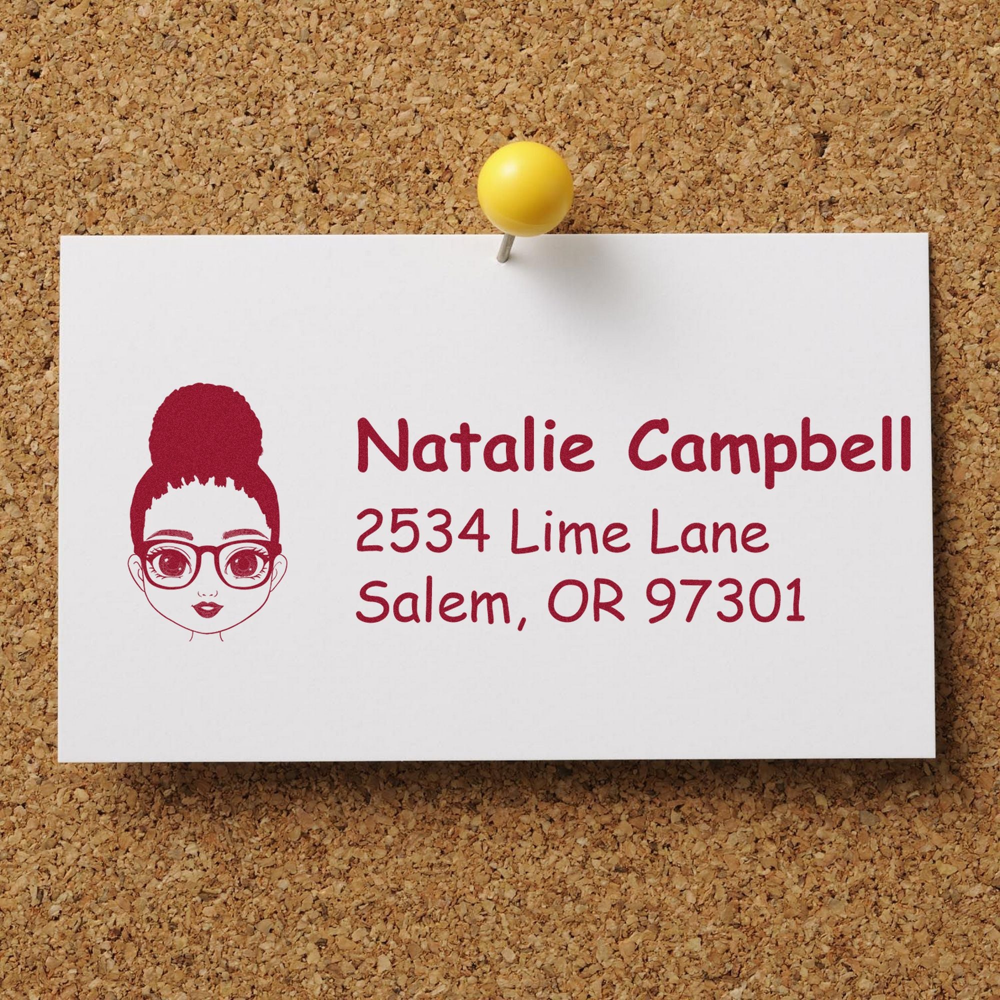 Wood Handle Ms Natalie Bitmoji Address Stamp