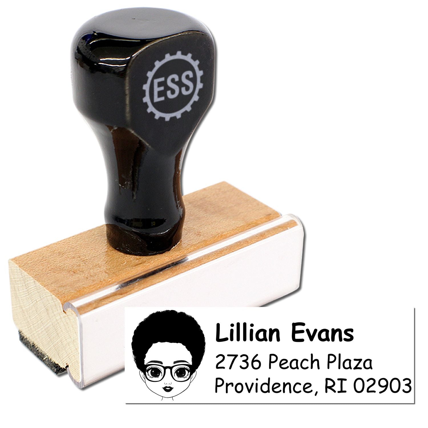 Wood Handle Ms Lillian Bitmoji Address Stamp