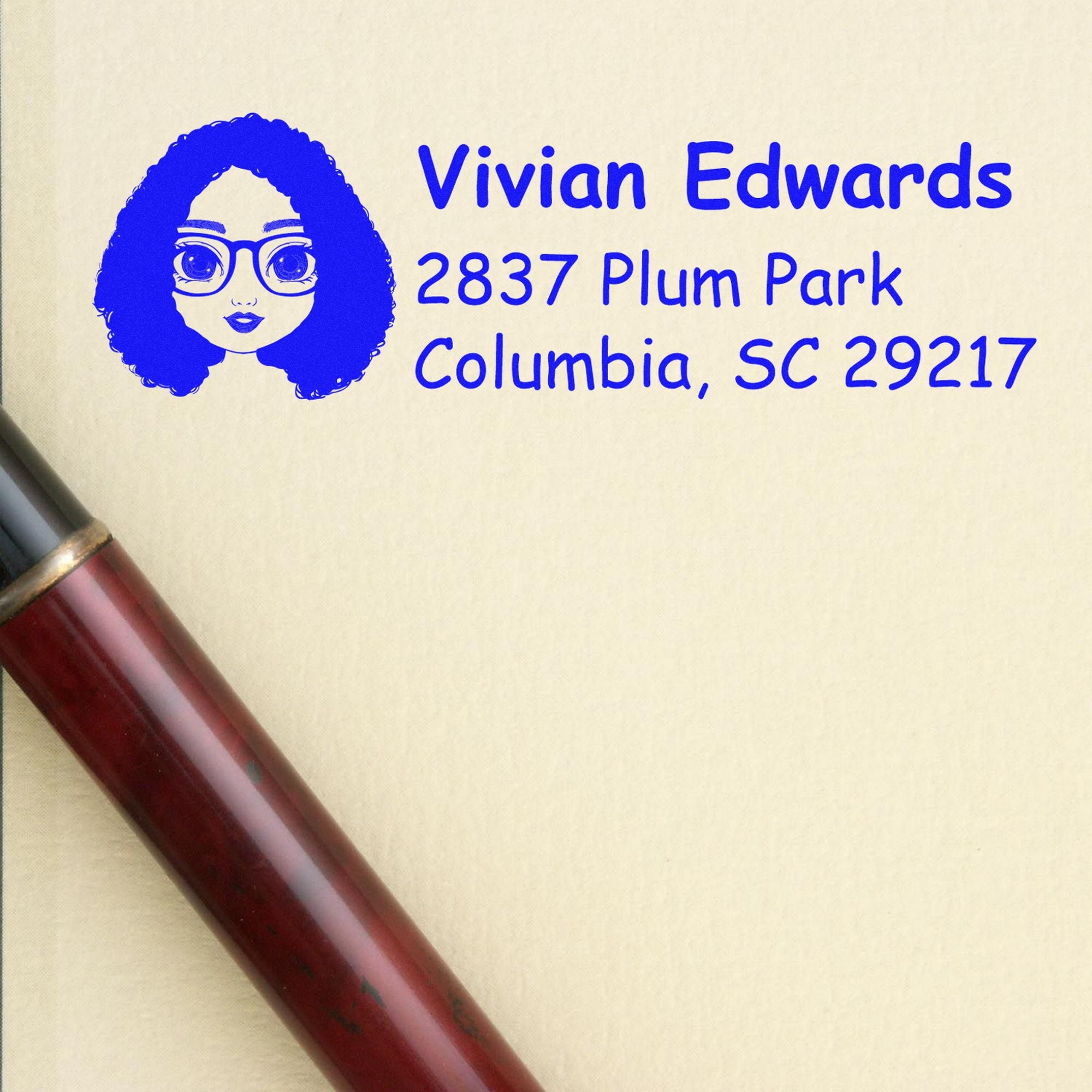 Wood Handle Ms Vivian Bitmoji Address Stamp