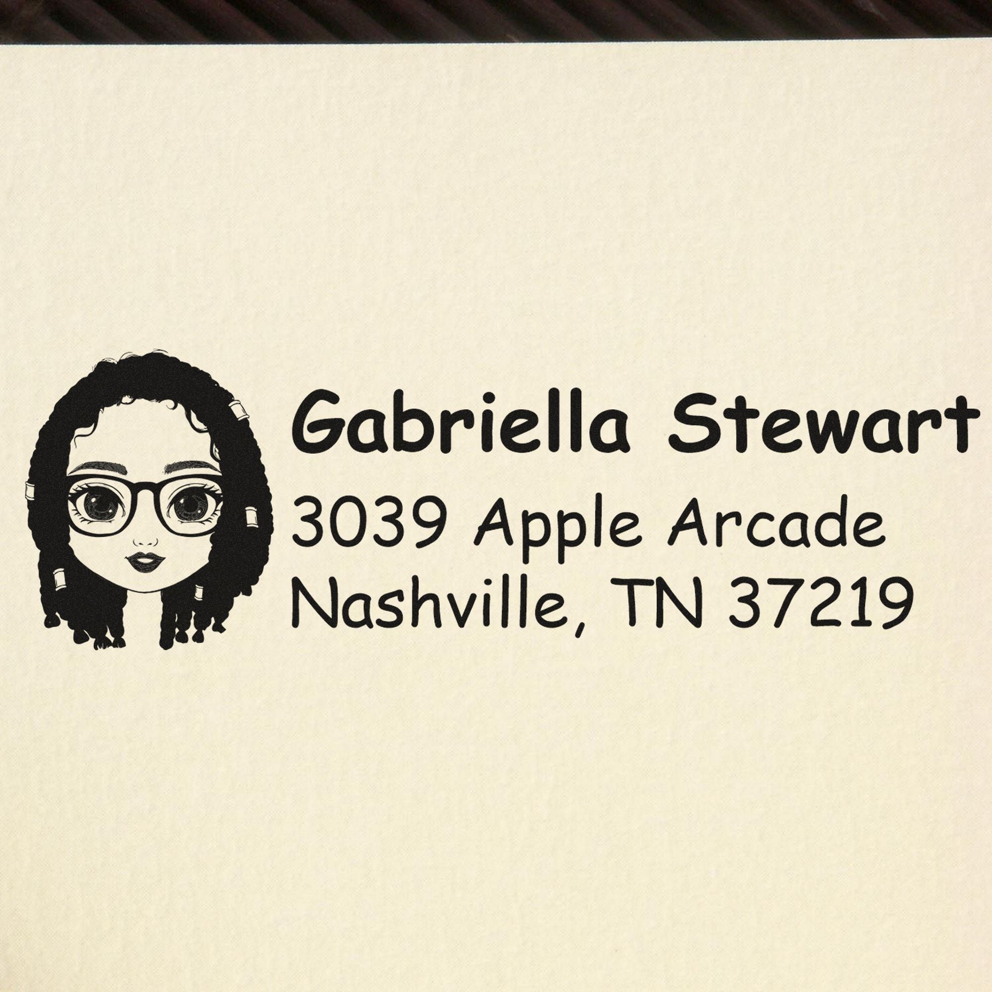 Wood Handle Ms Gabriella Bitmoji Address Stamp