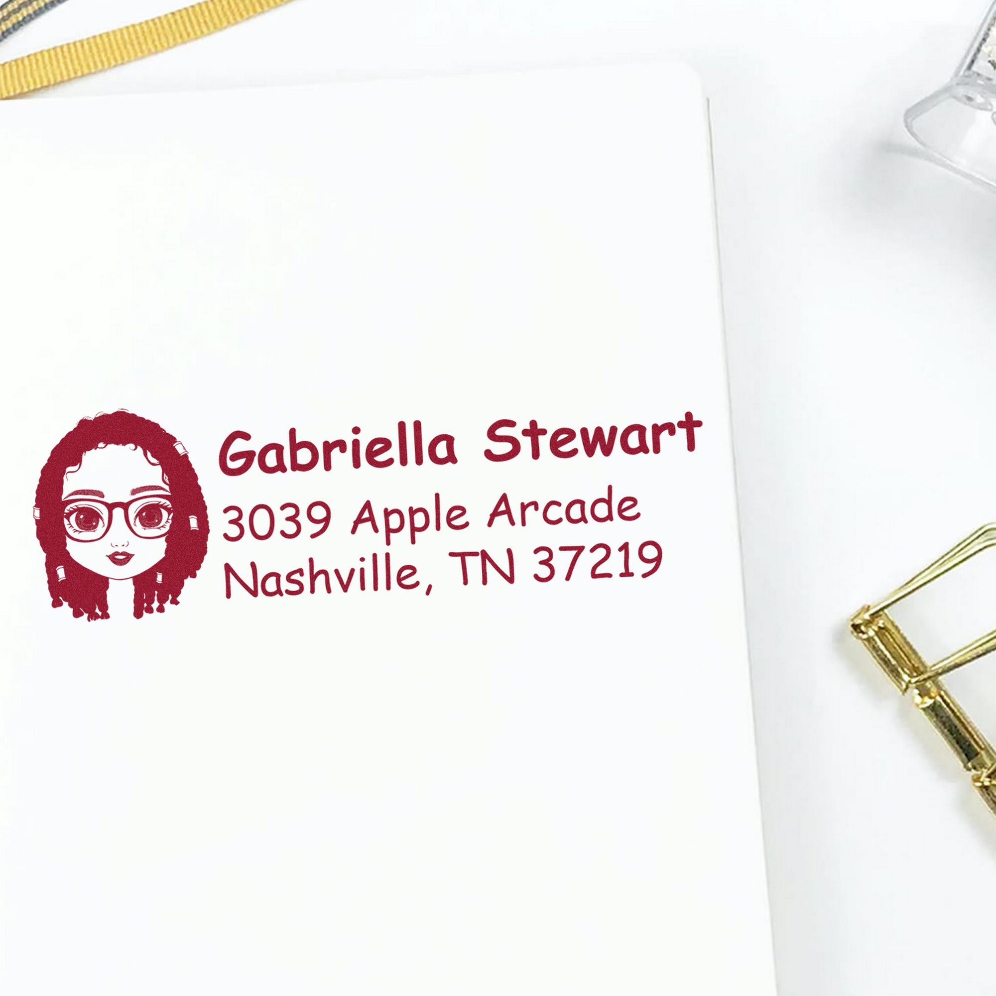 Wood Handle Ms Gabriella Bitmoji Address Stamp