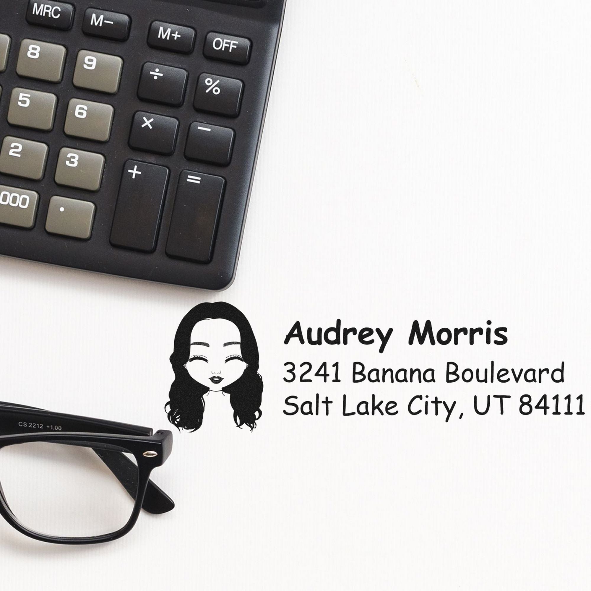 Wood Handle Ms Audrey Bitmoji Address Stamp