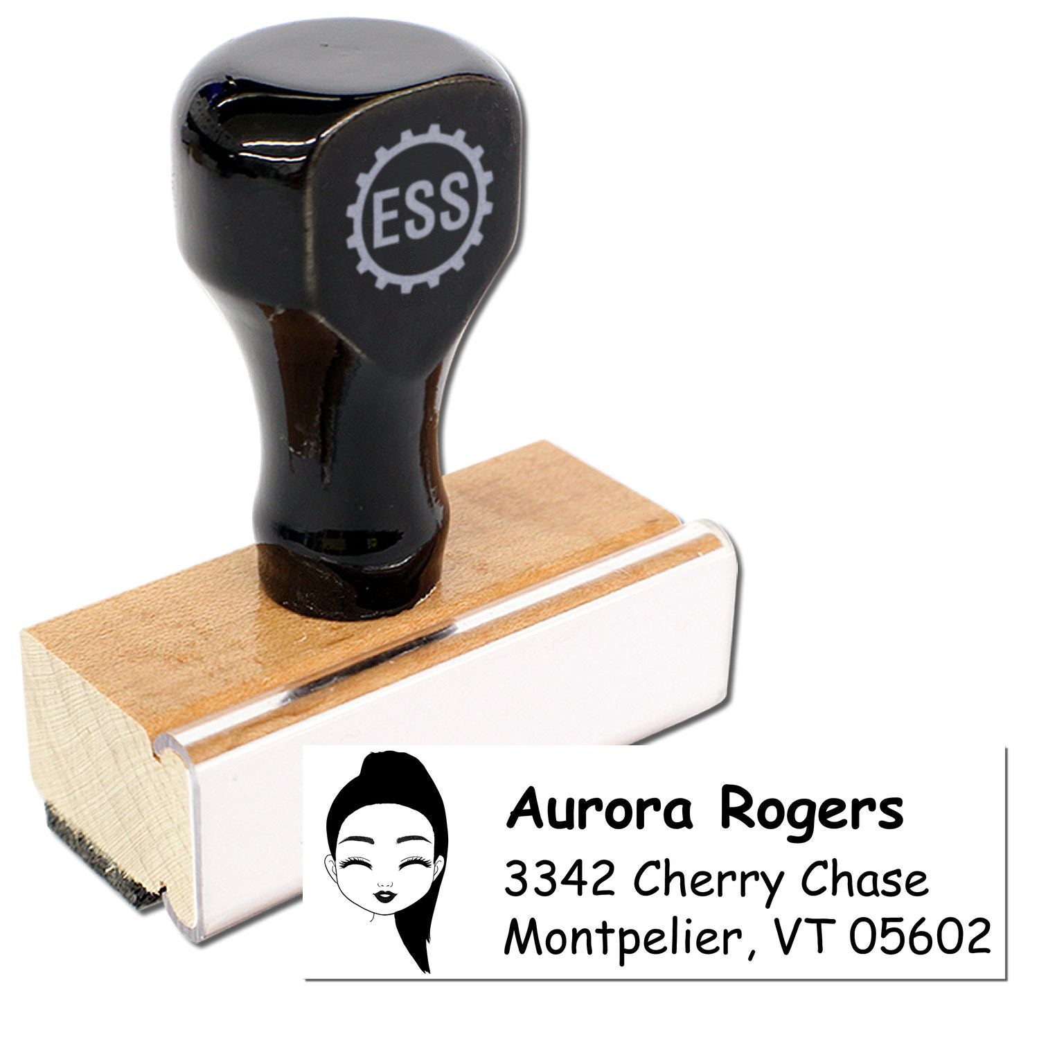 Wood Handle Ms Aurora Bitmoji Address Stamp