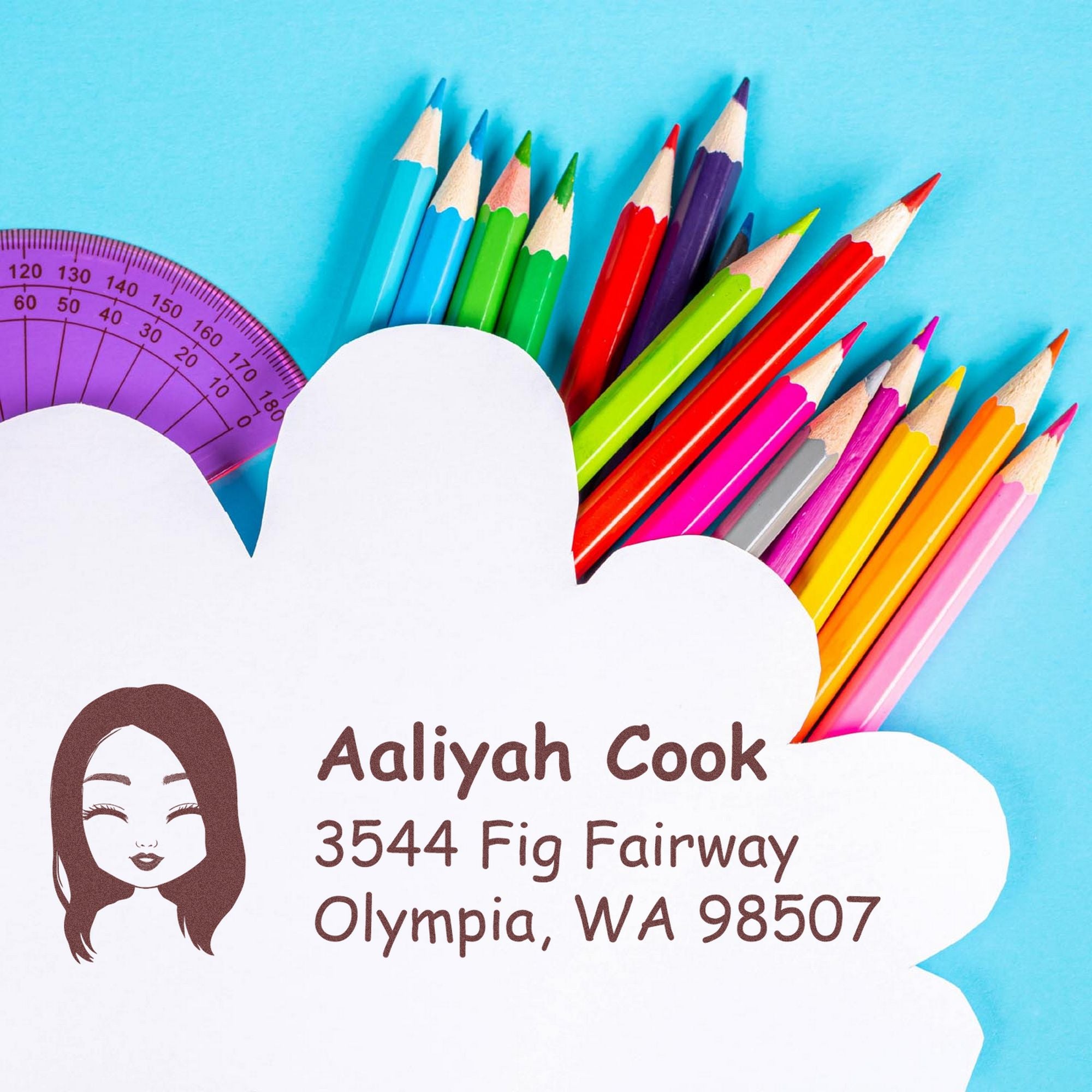 Ms Aaliyah Bitmoji Customized Address Stamp Pre-Inked