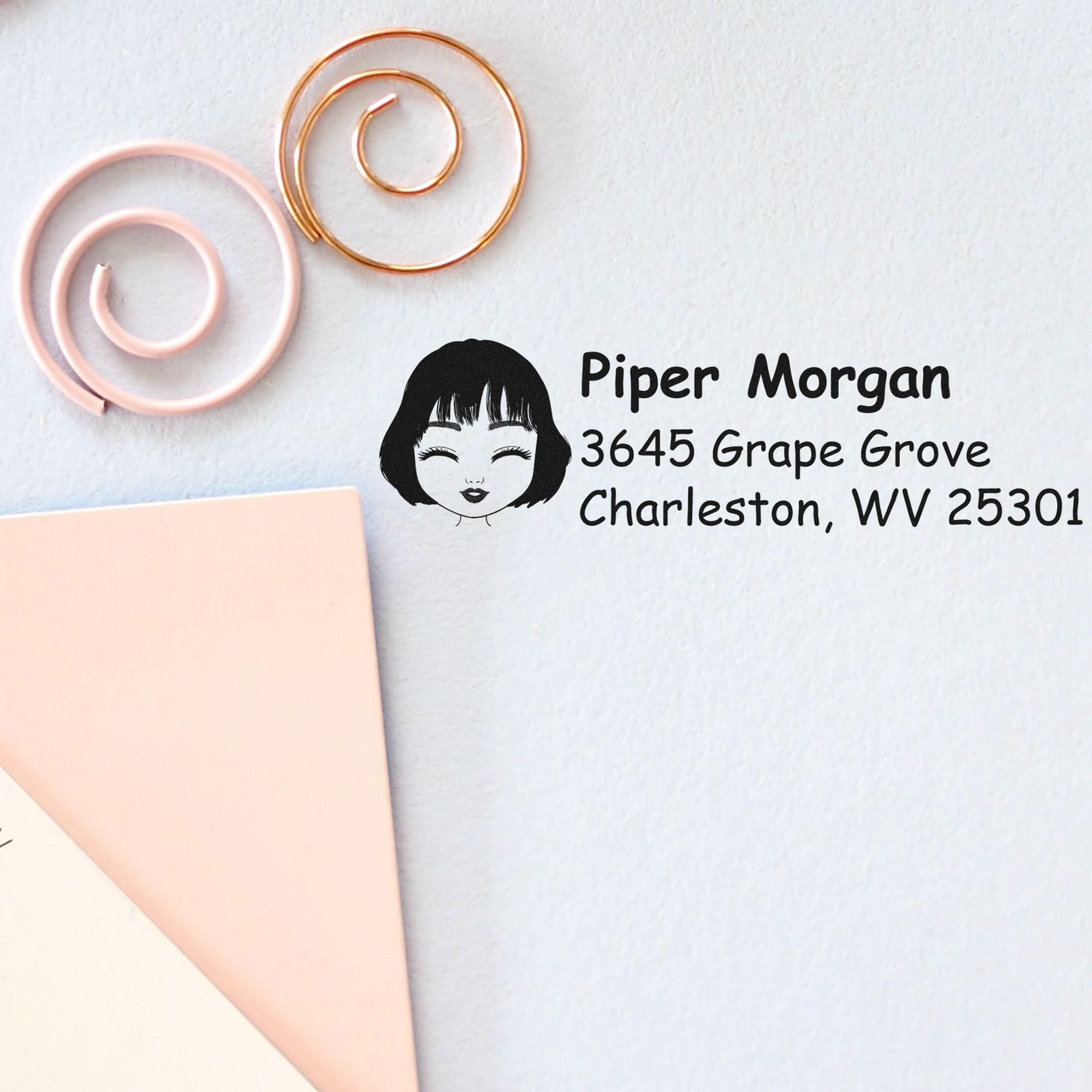 Wood Handle Ms Piper Bitmoji Address Stamp