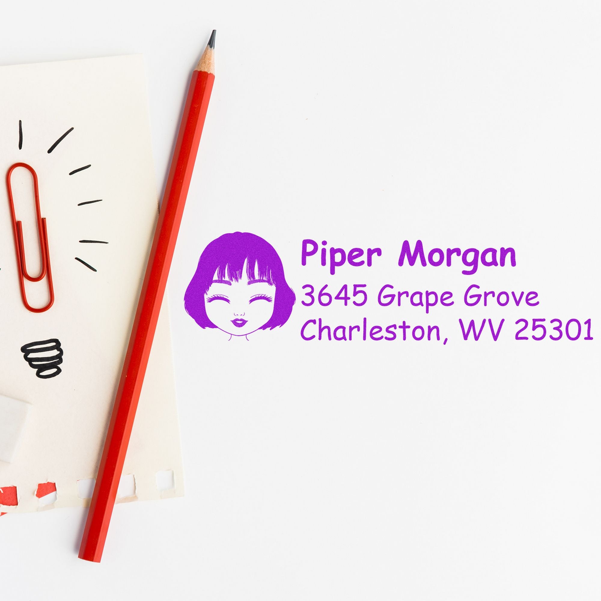 Wood Handle Ms Piper Bitmoji Address Stamp