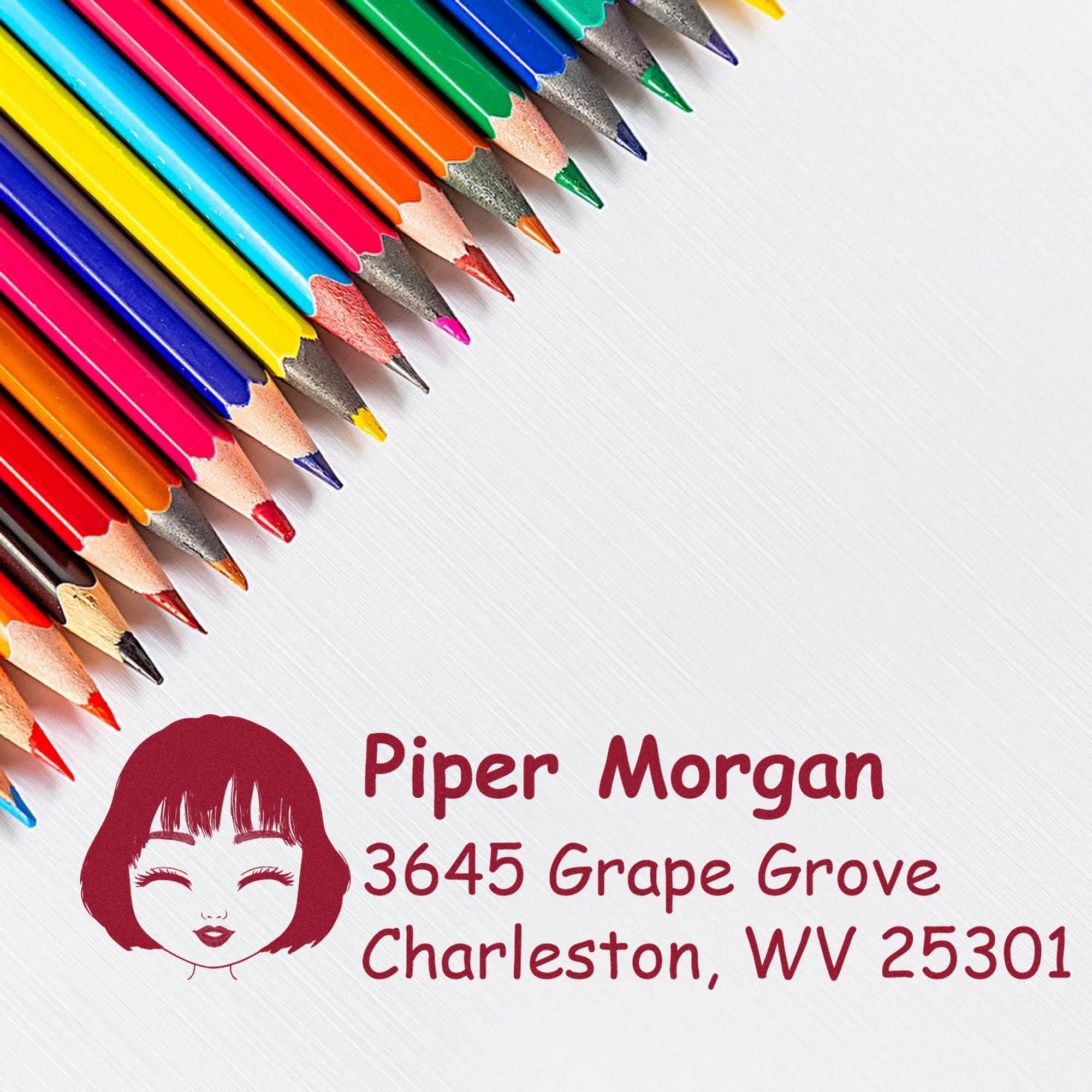 Wood Handle Ms Piper Bitmoji Address Stamp