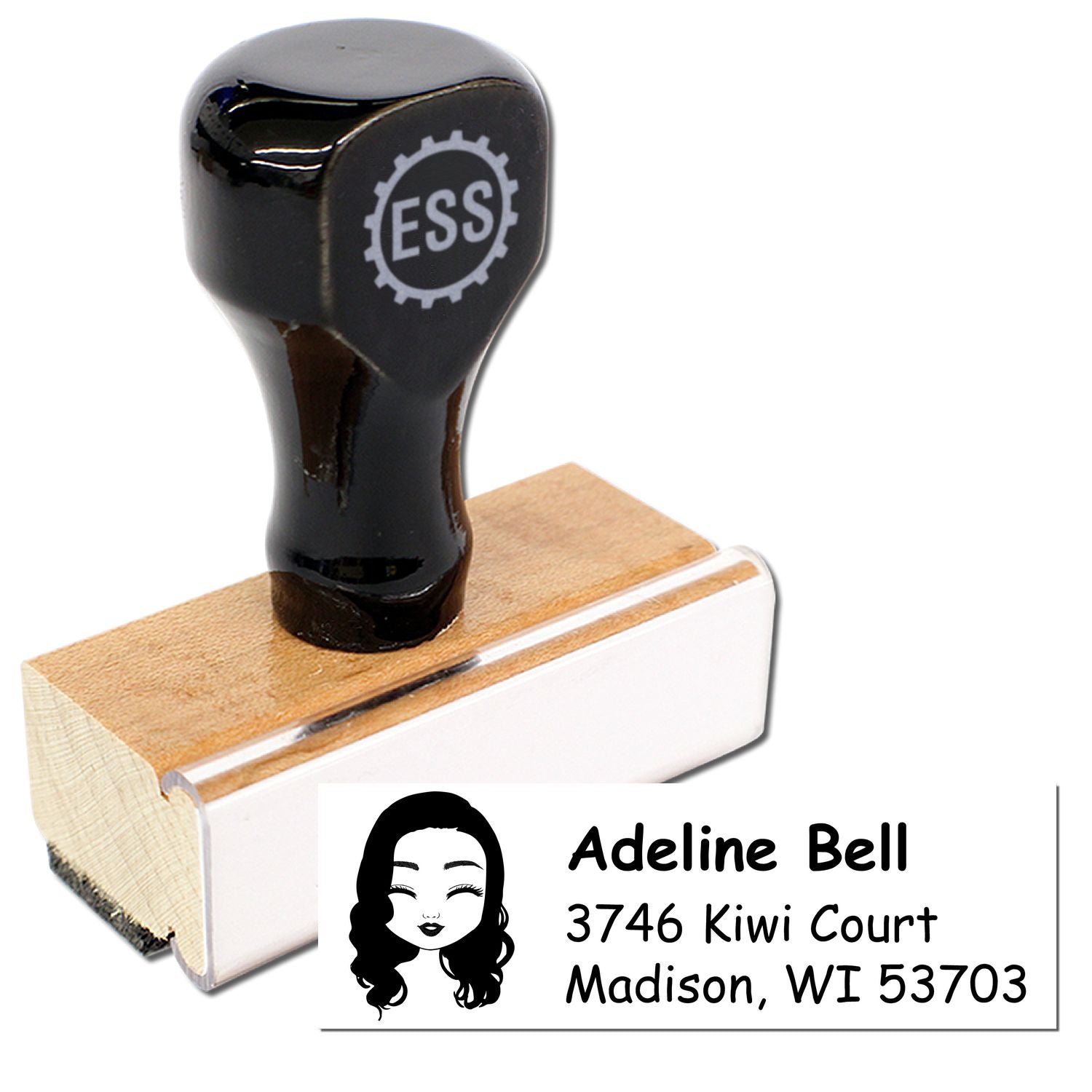 Wood Handle Ms Adeline Bitmoji Address Stamp