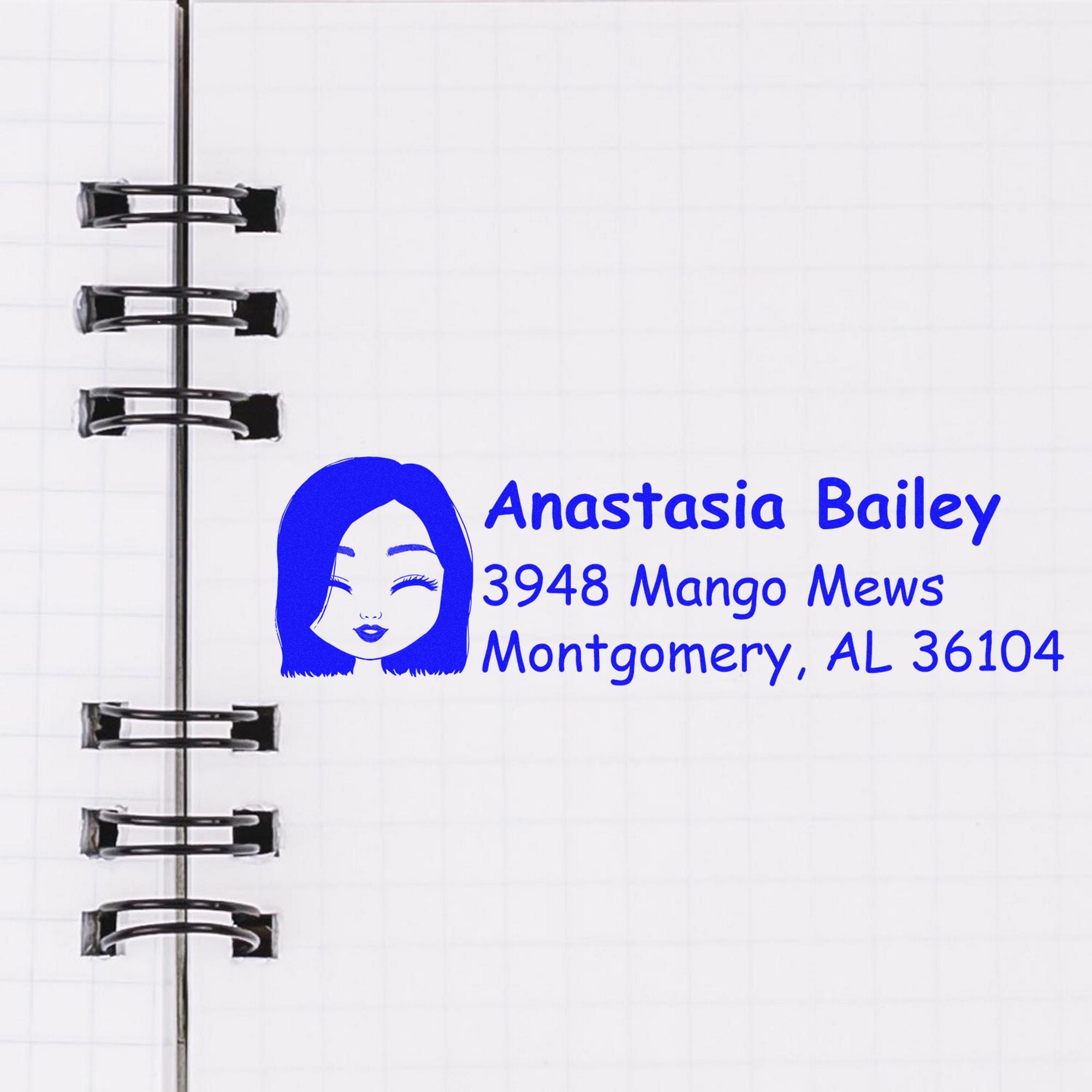 Wood Handle Ms Anastasia Bitmoji Address Stamp