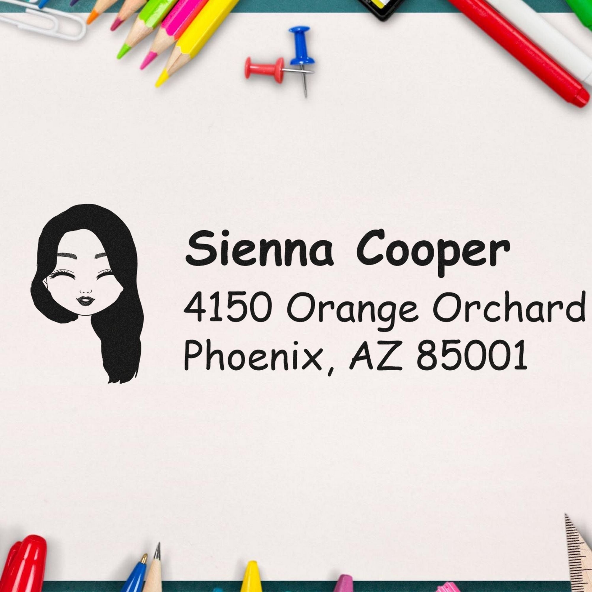 Wood Handle Ms Sienna Bitmoji Address Stamp