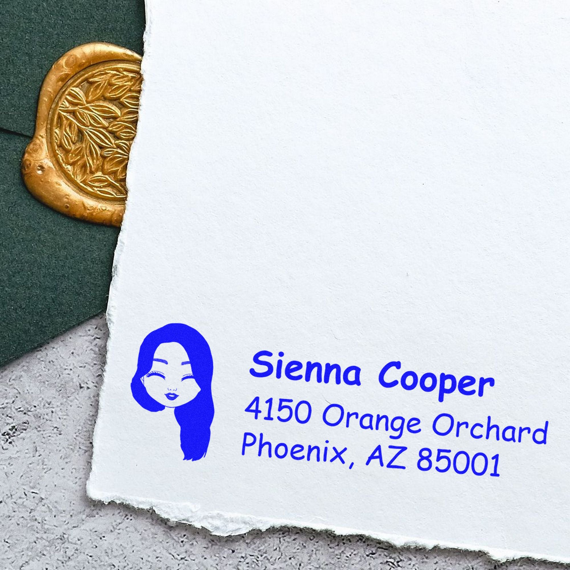 Wood Handle Ms Sienna Bitmoji Address Stamp