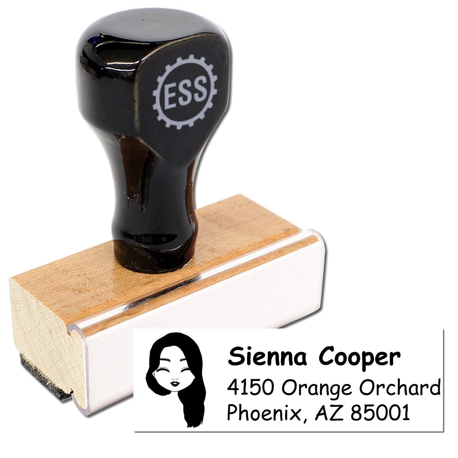 Wood Handle Ms Sienna Bitmoji Address Stamp