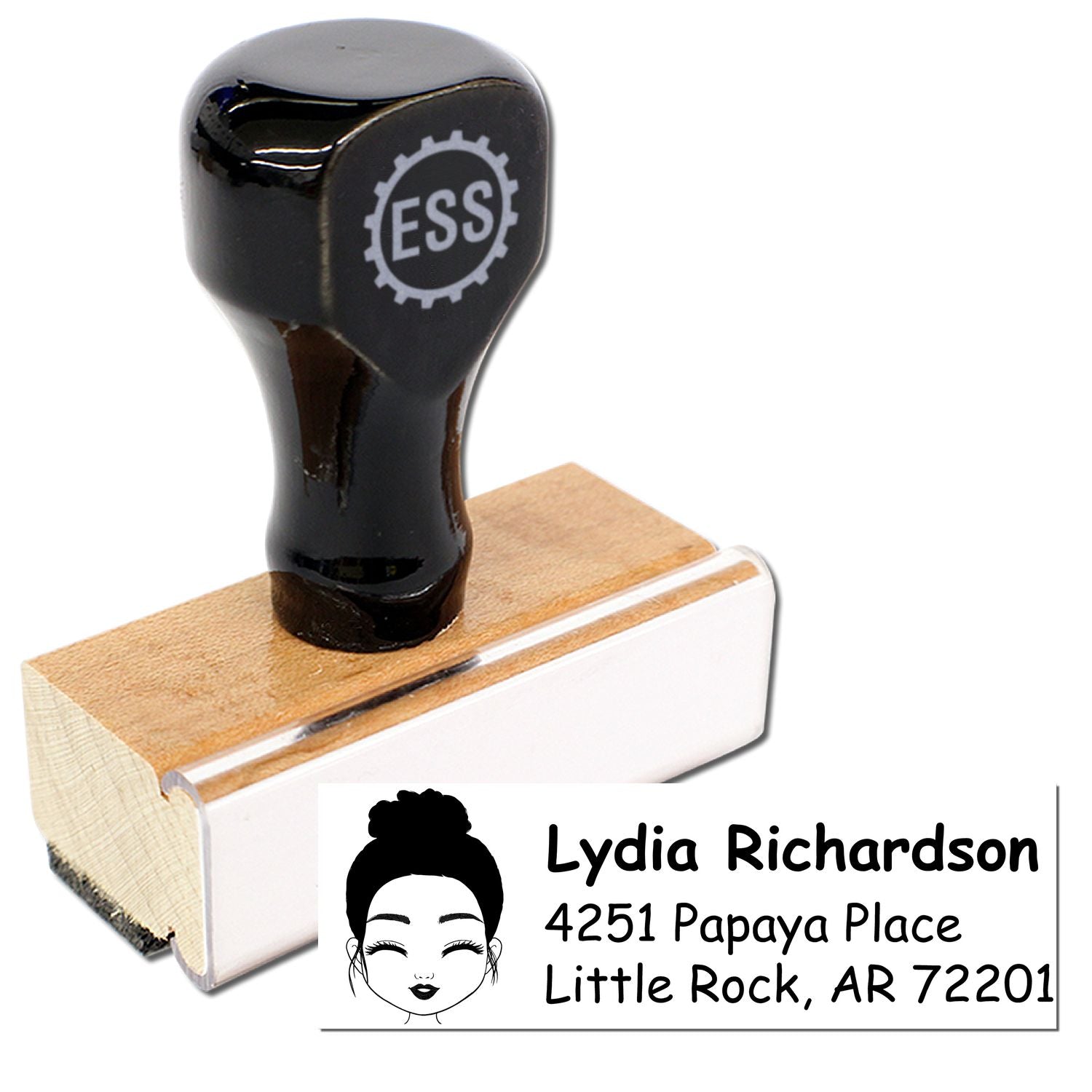 Wood Handle Ms Lydia Bitmoji Address Stamp