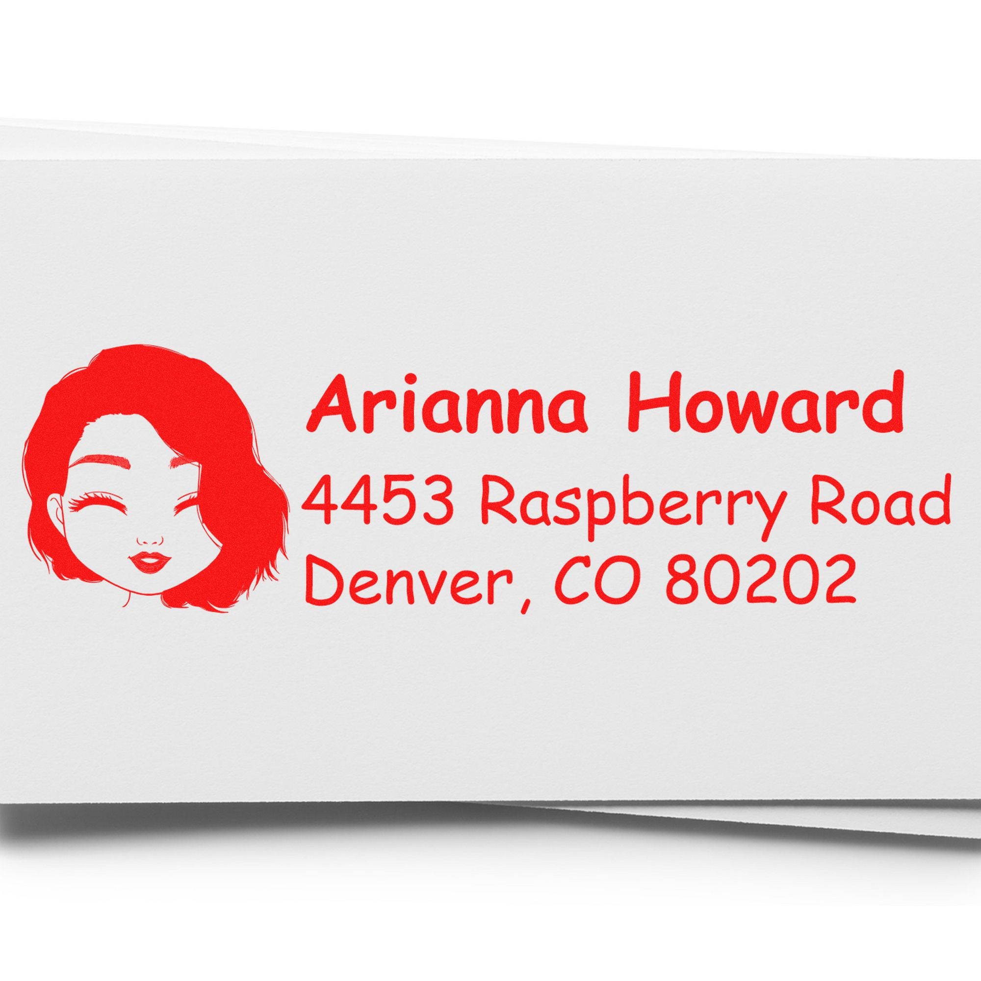 Wood Handle Ms Arianna Bitmoji Address Stamp