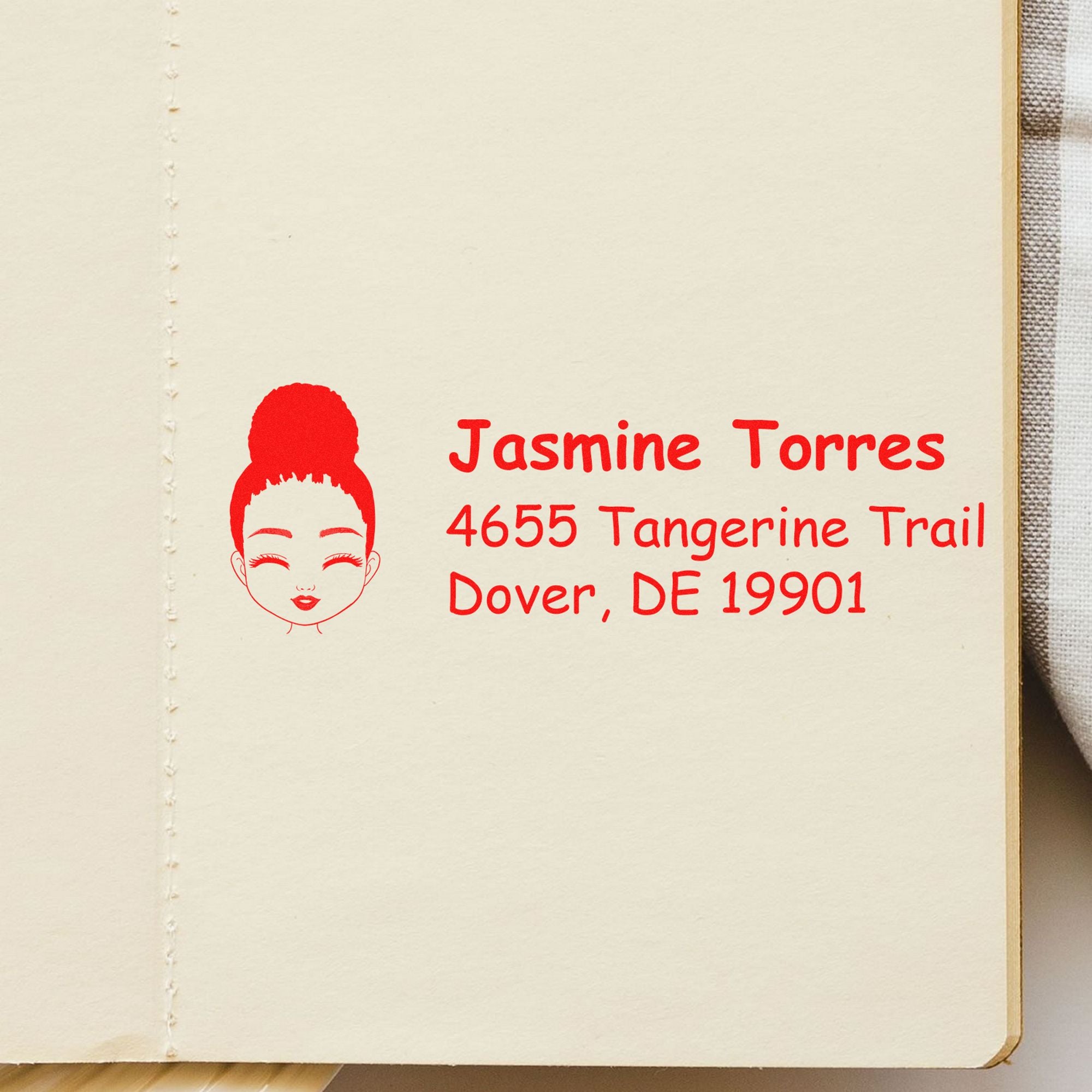 Wood Handle Ms Jasmine Bitmoji Address Stamp