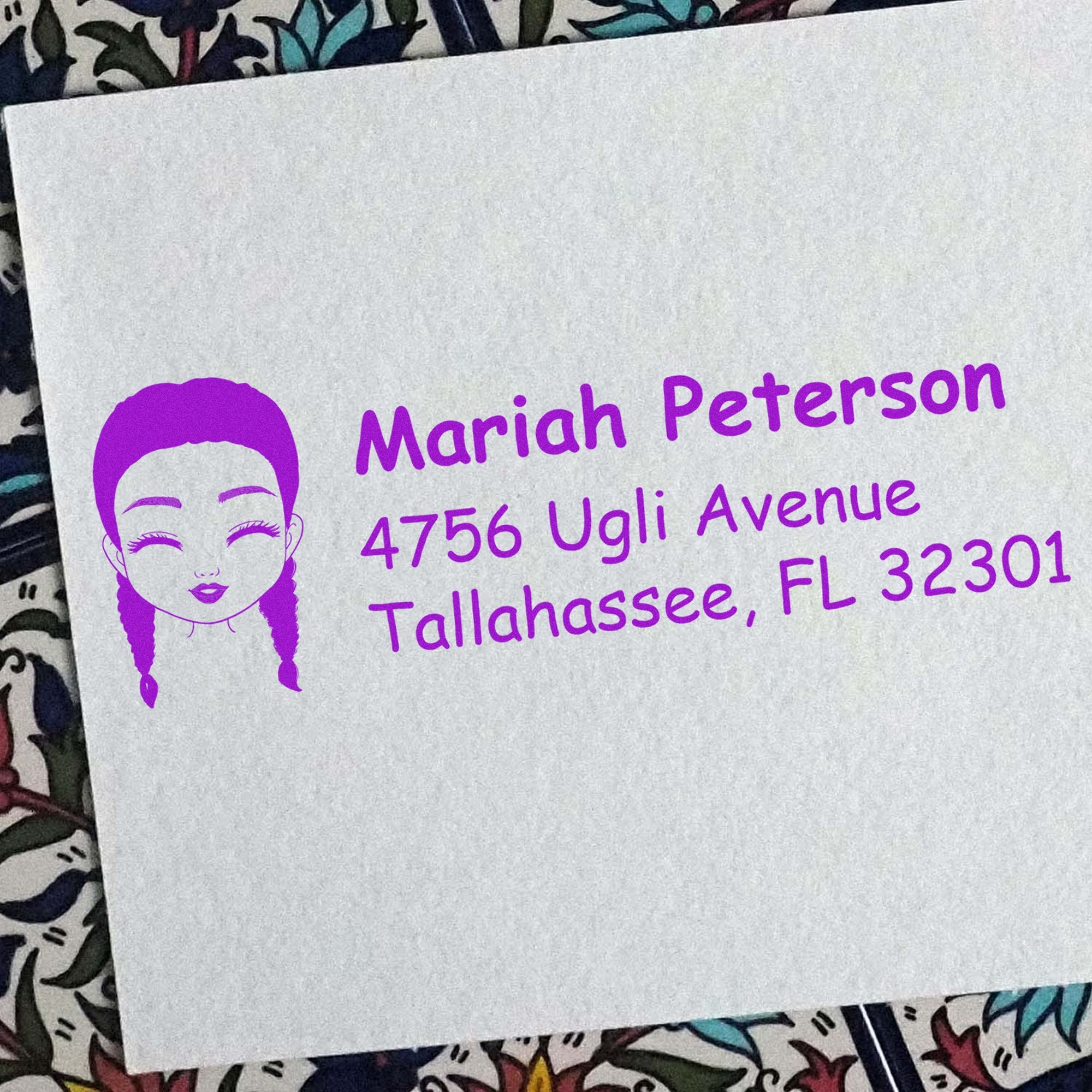 Wood Handle Ms Mariah Bitmoji Address Stamp