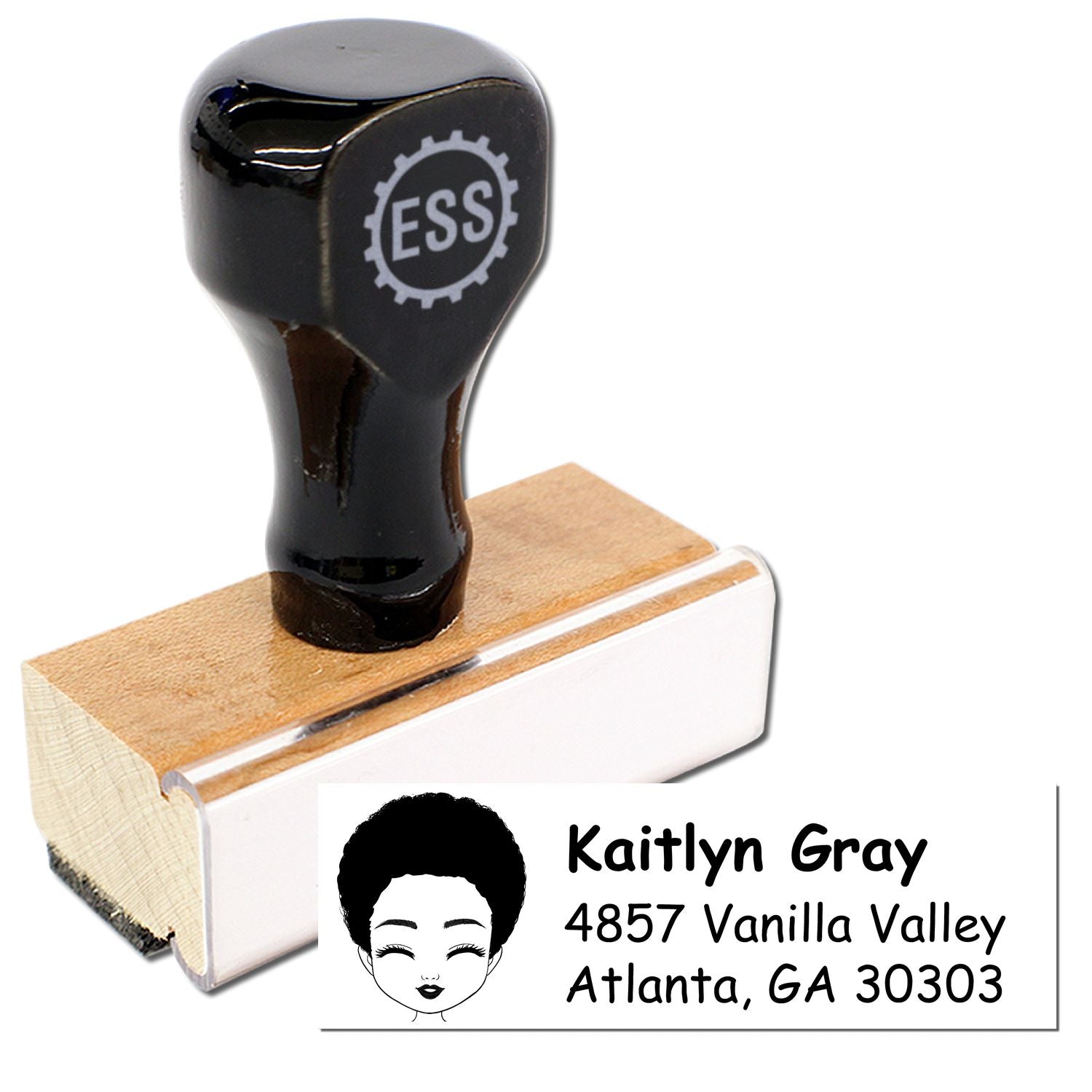 Wood Handle Ms Kaitlyn Bitmoji Address Stamp