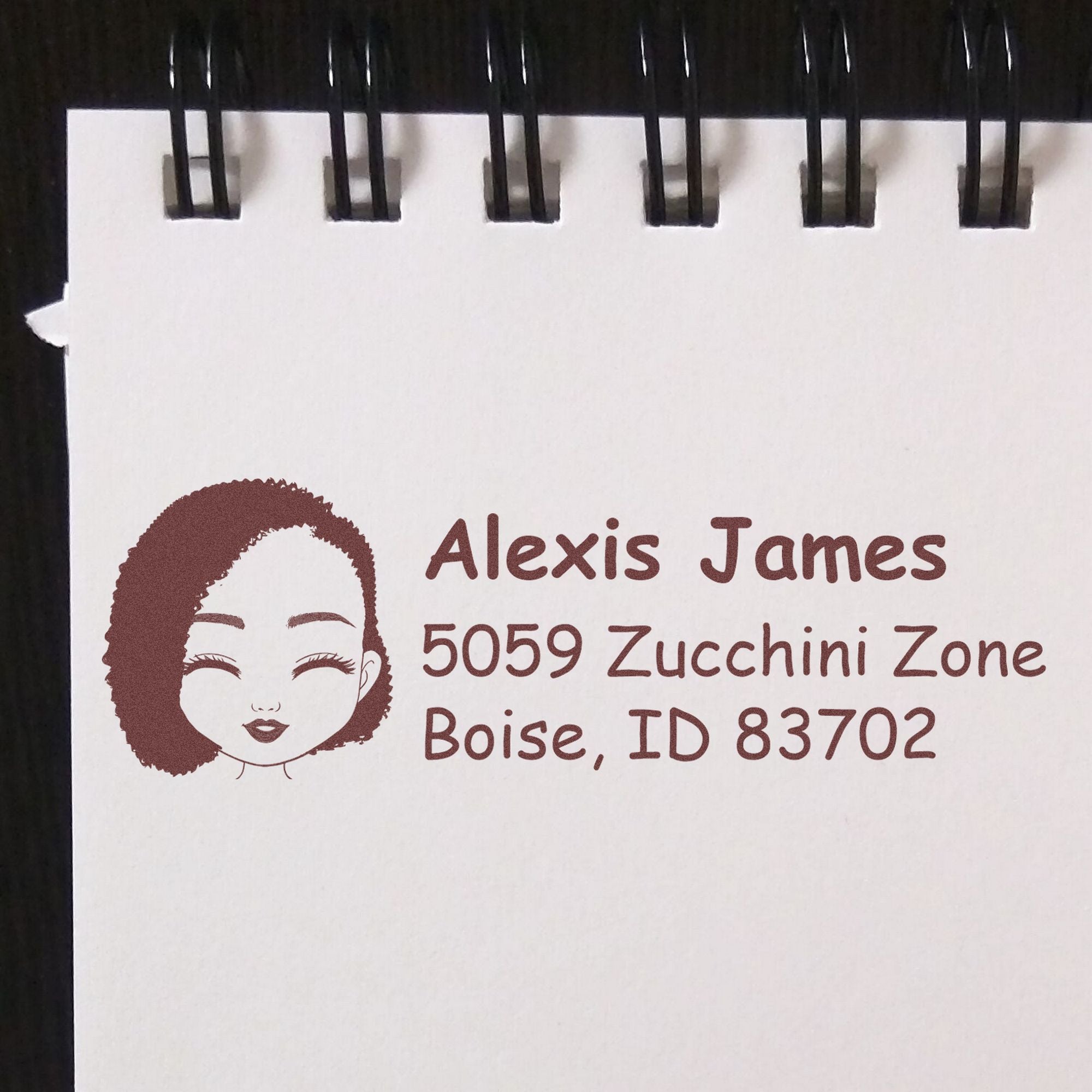 Wood Handle Ms Alexis Bitmoji Address Stamp