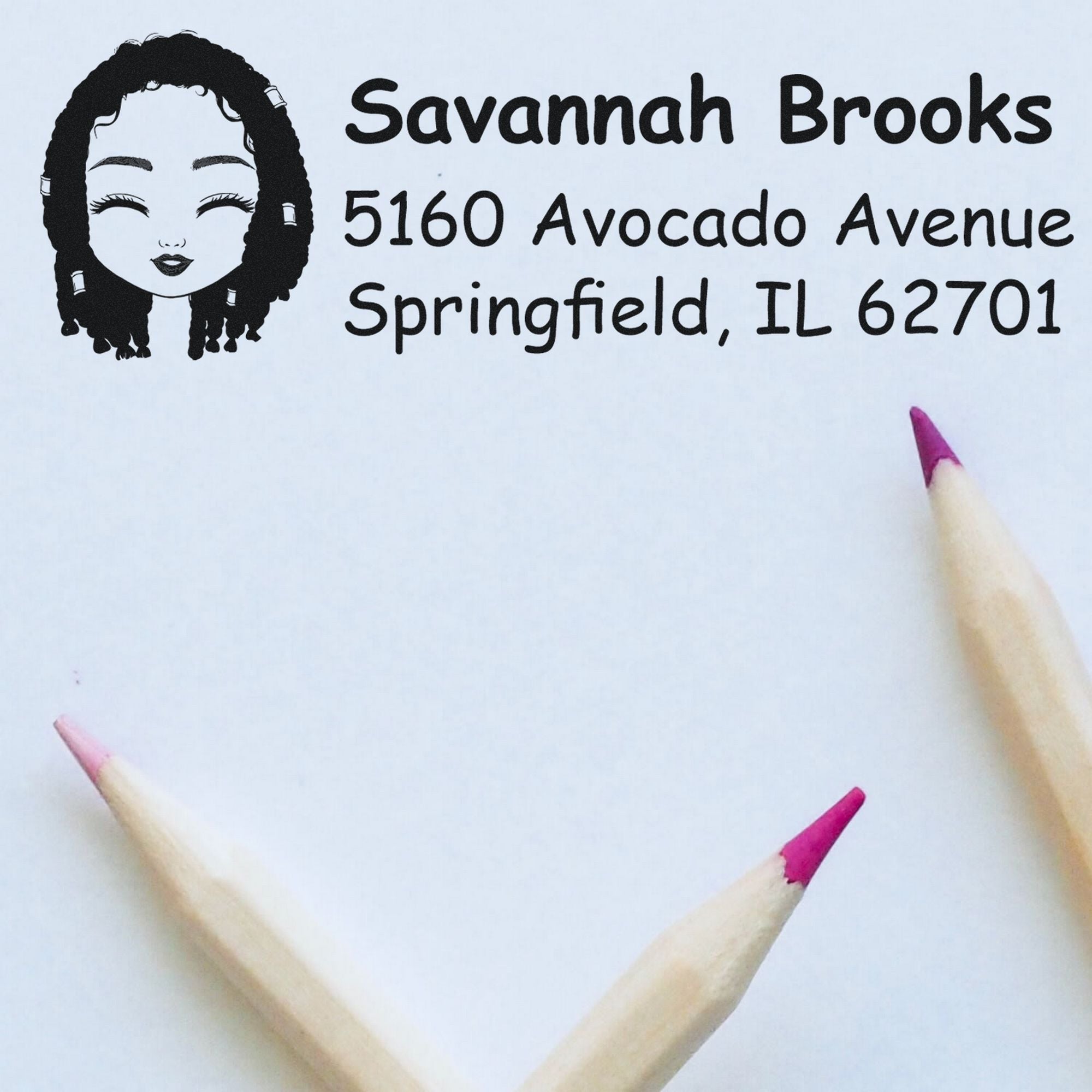 Wood Handle Ms Savannah Bitmoji Address Stamp