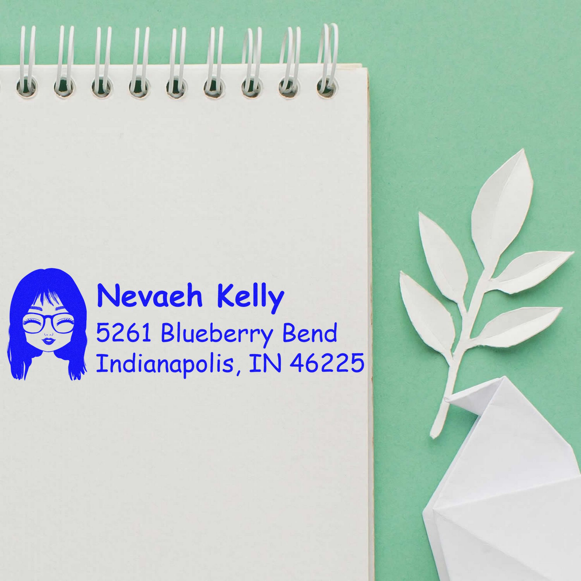 Wood Handle Ms Nevaeh Bitmoji Address Stamp