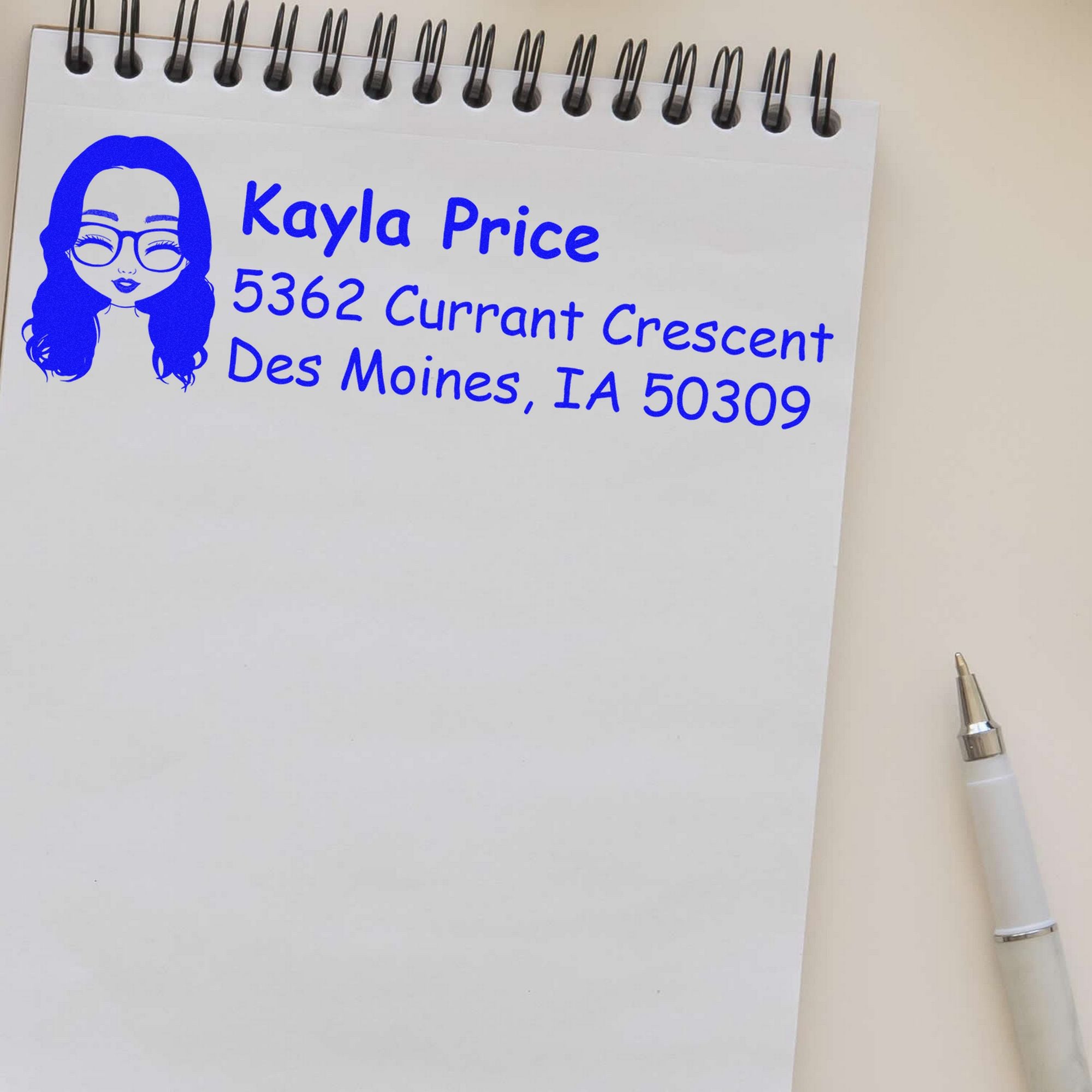 Wood Handle Ms Kayla Bitmoji Address Stamp