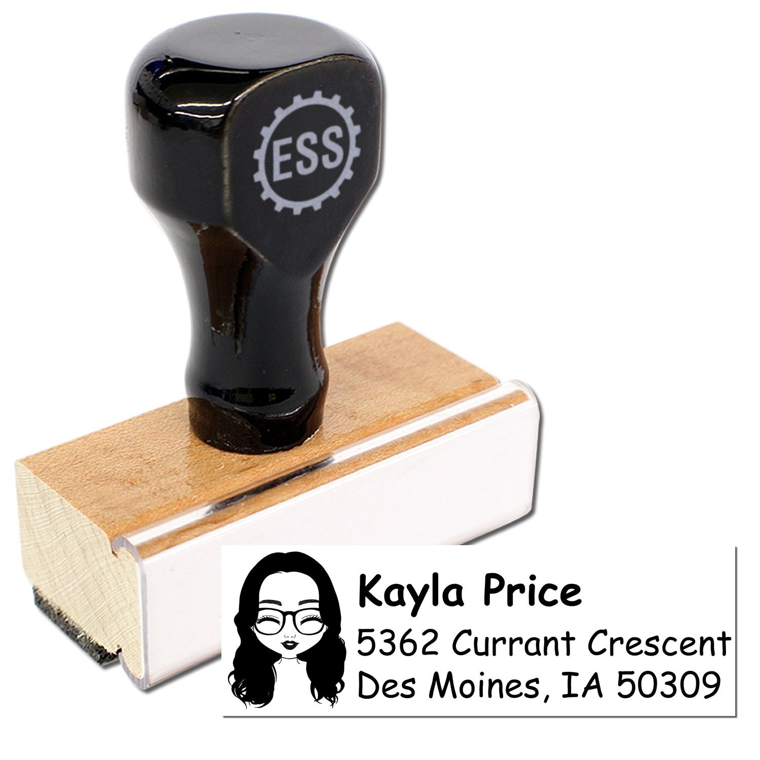 Wood Handle Ms Kayla Bitmoji Address Stamp