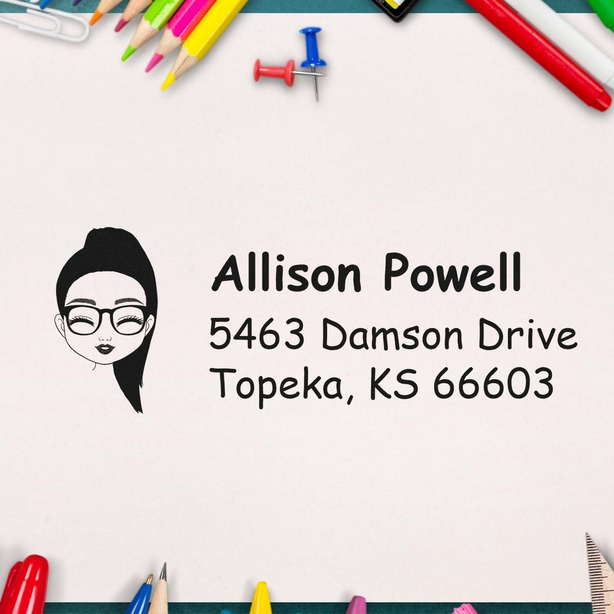 Wood Handle Ms Allison Bitmoji Address Stamp