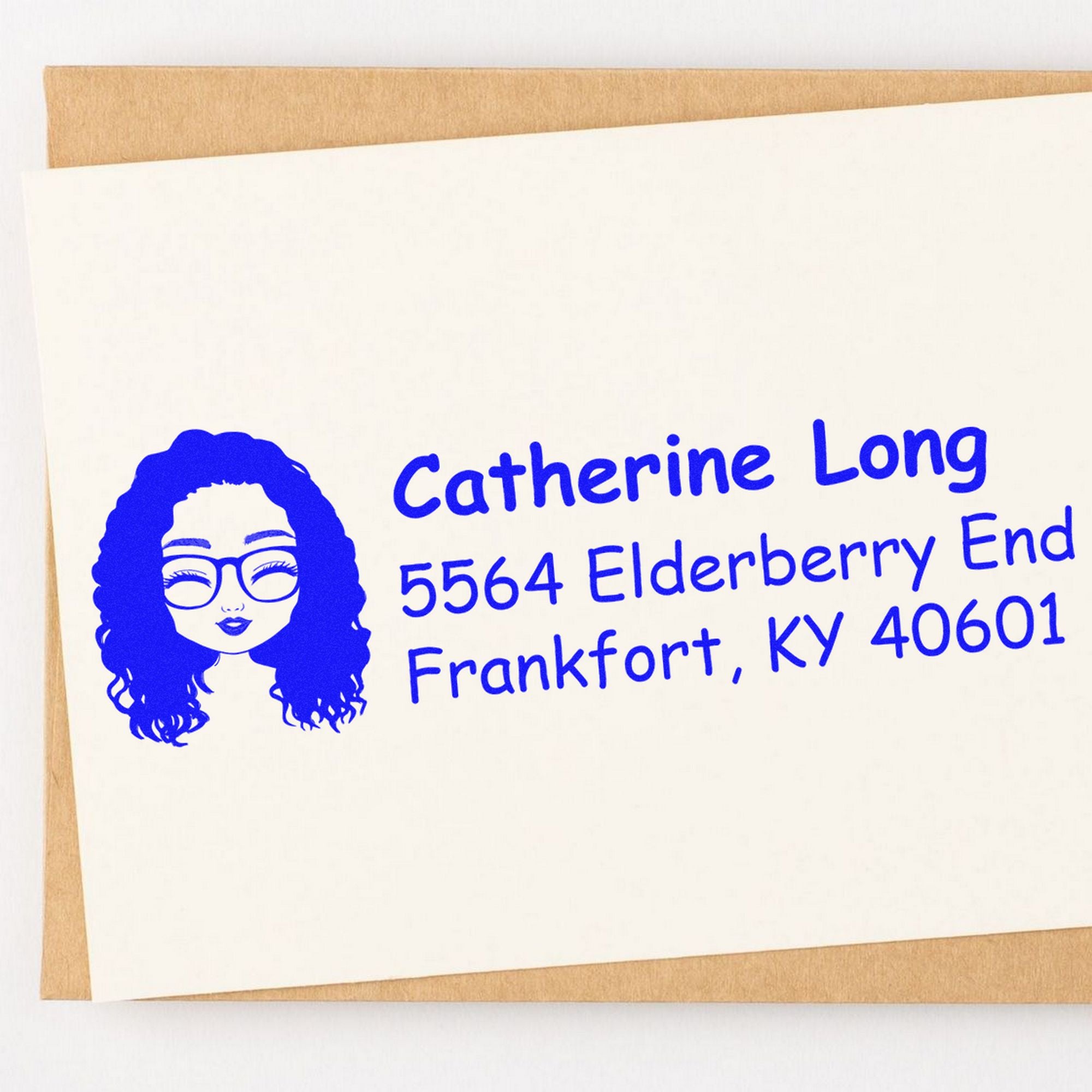 Wood Handle Ms Catherine Bitmoji Address Stamp