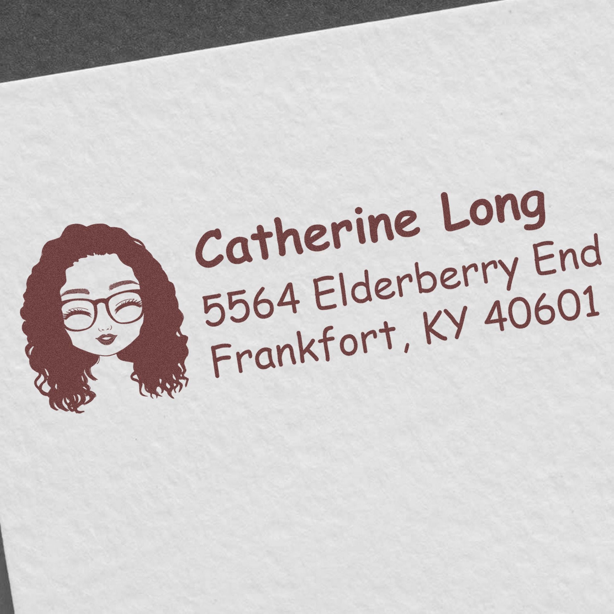 Wood Handle Ms Catherine Bitmoji Address Stamp