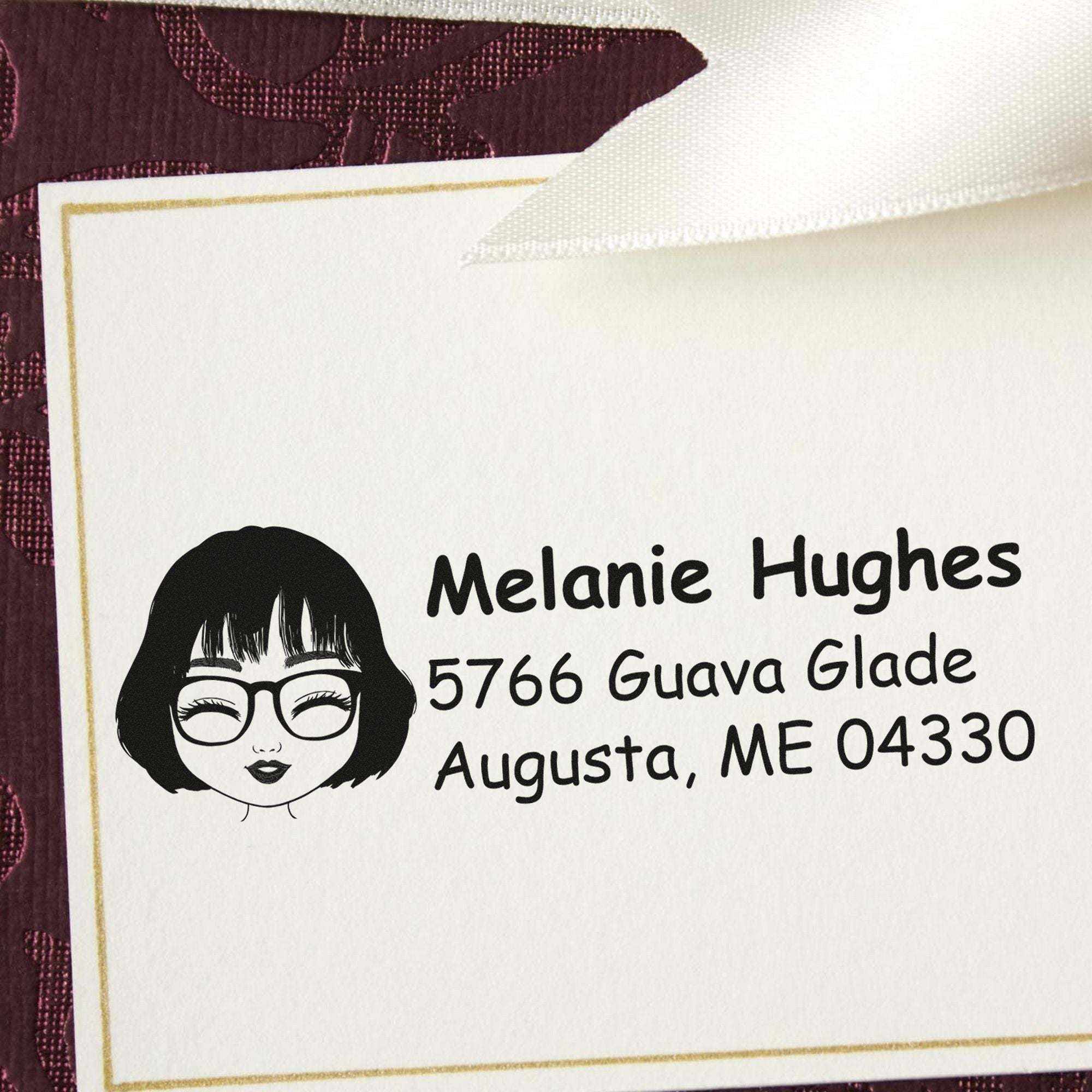 Wood Handle Ms Melanie Bitmoji Address Stamp