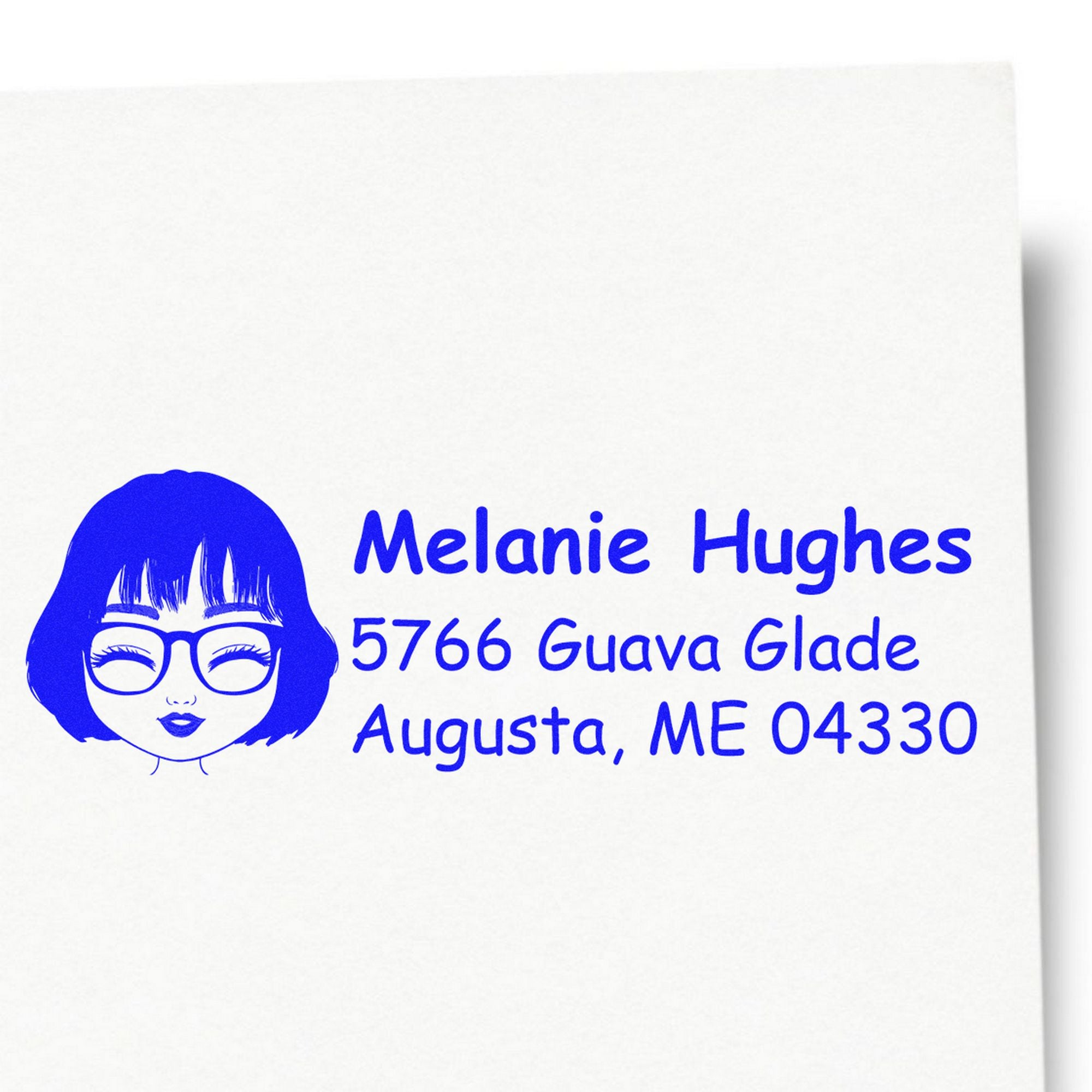 Wood Handle Ms Melanie Bitmoji Address Stamp