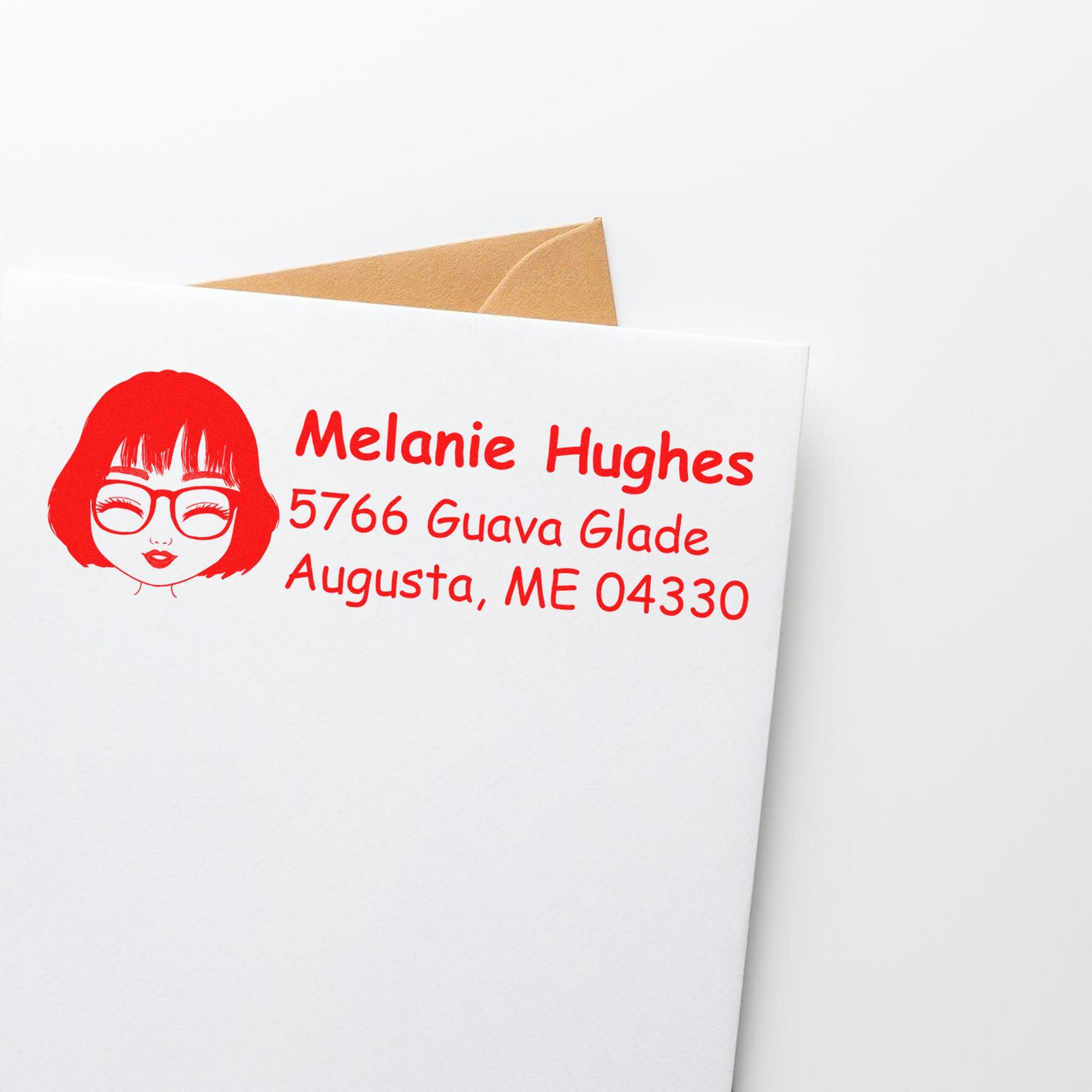 Wood Handle Ms Melanie Bitmoji Address Stamp