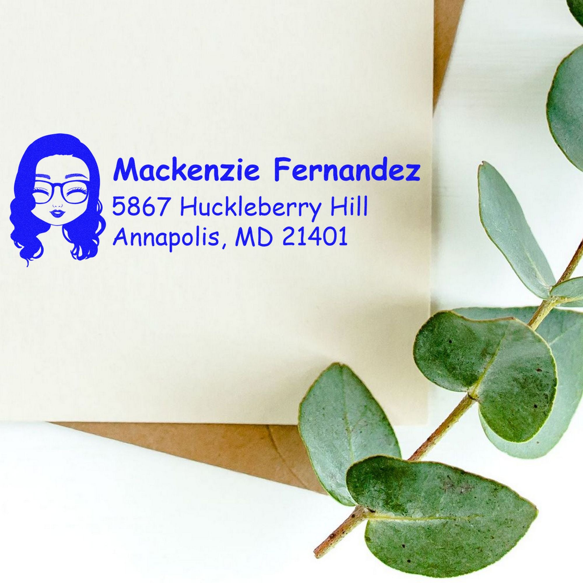 Wood Handle Ms Mackenzie Bitmoji Address Stamp