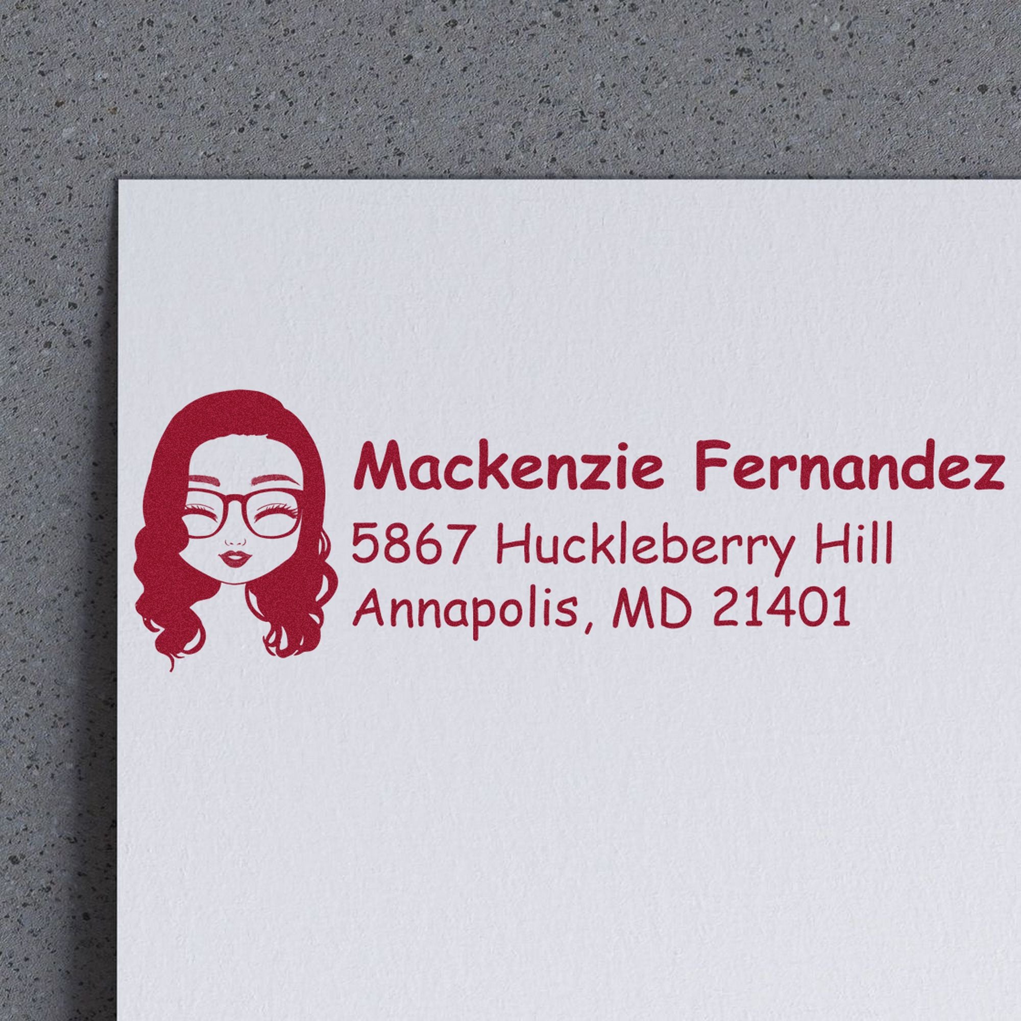 Wood Handle Ms Mackenzie Bitmoji Address Stamp