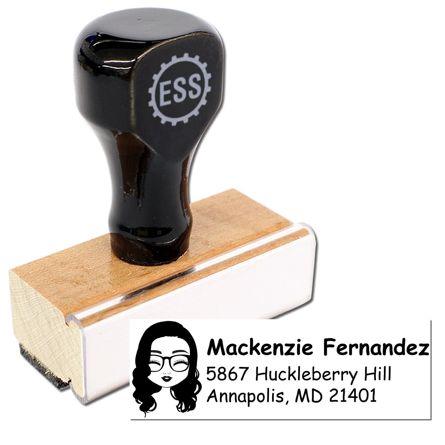 Wood Handle Ms Mackenzie Bitmoji Address Stamp