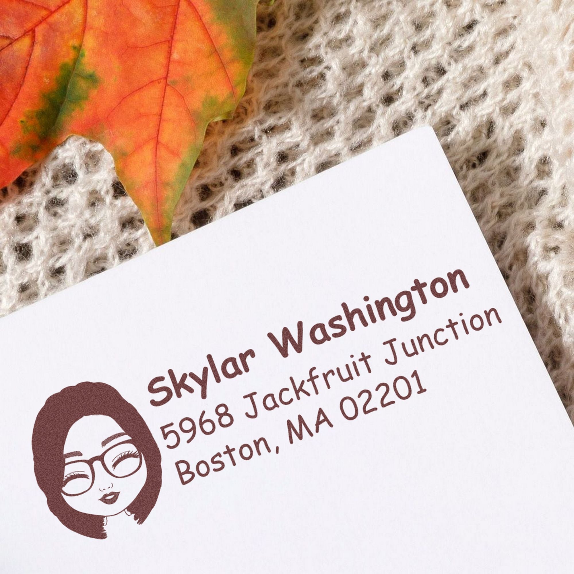 Wood Handle Ms Skylar Bitmoji Address Stamp