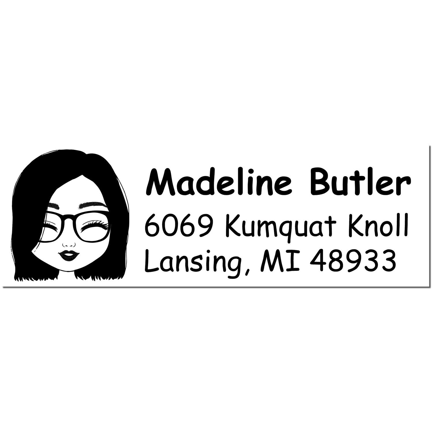 Wood Handle Ms Madeline Bitmoji Address Stamp