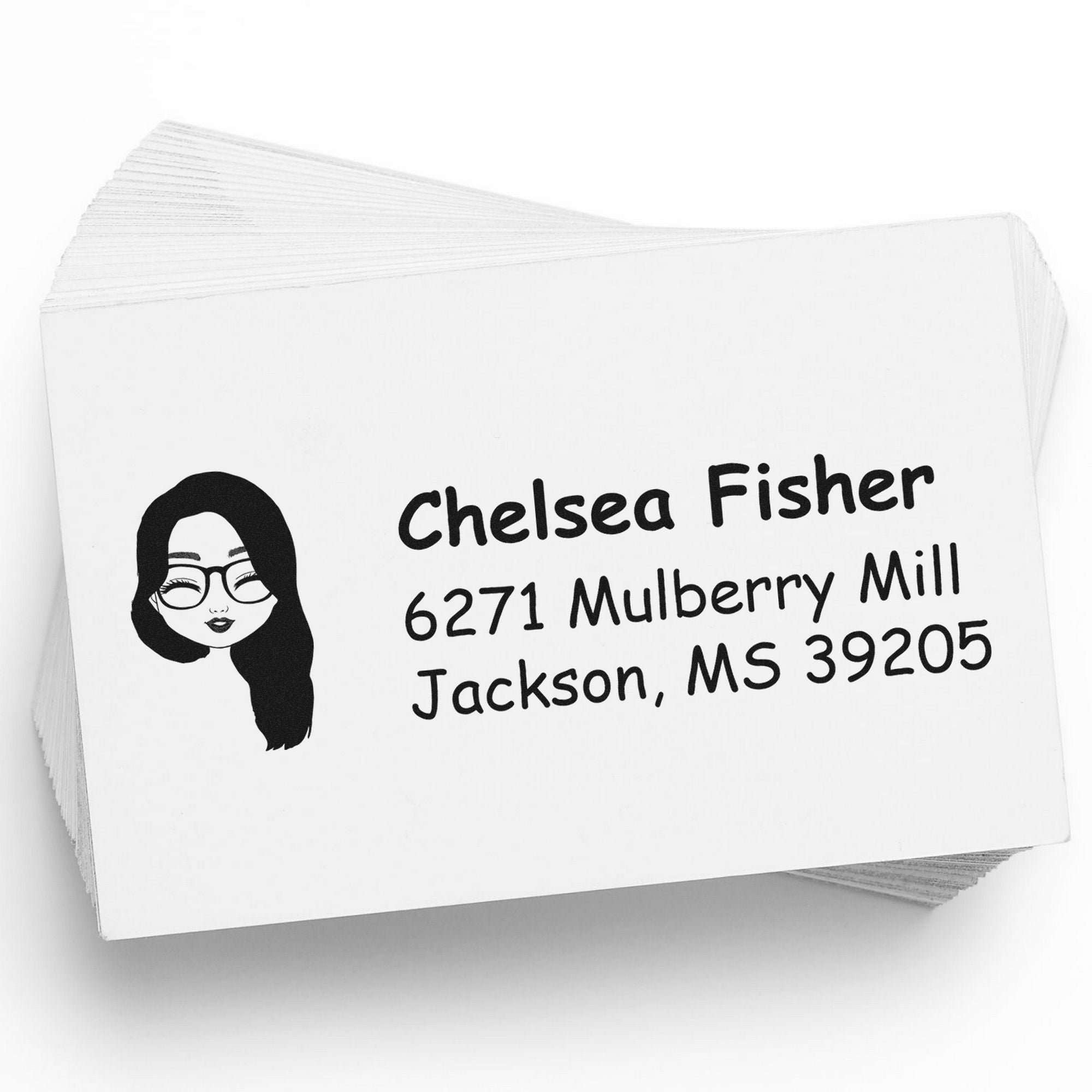 Wood Handle Ms Chelsea Bitmoji Address Stamp