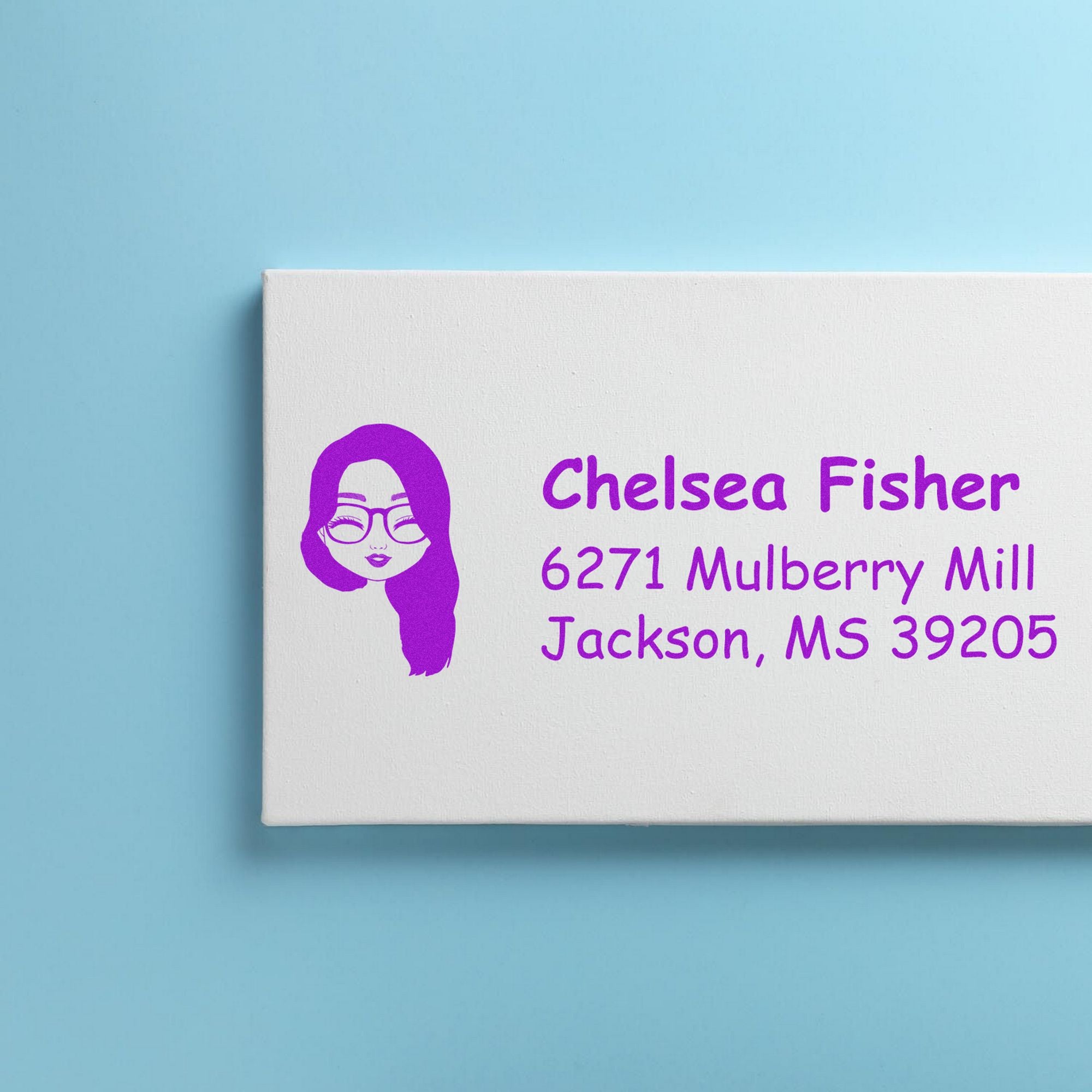 Wood Handle Ms Chelsea Bitmoji Address Stamp