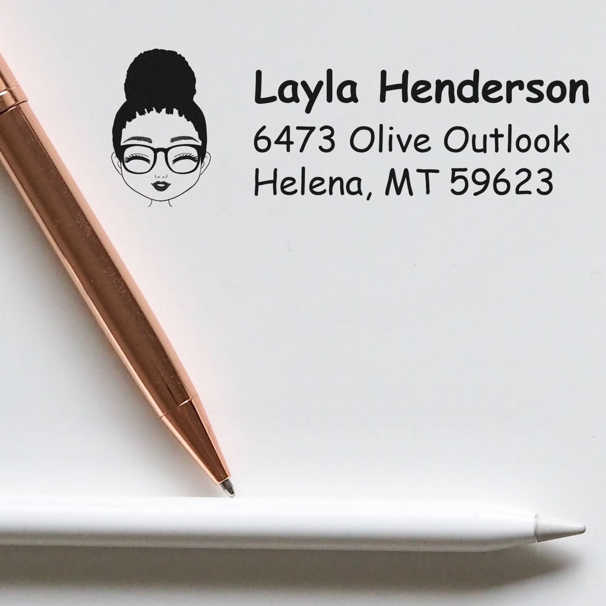 Wood Handle Ms Layla Bitmoji Address Stamp