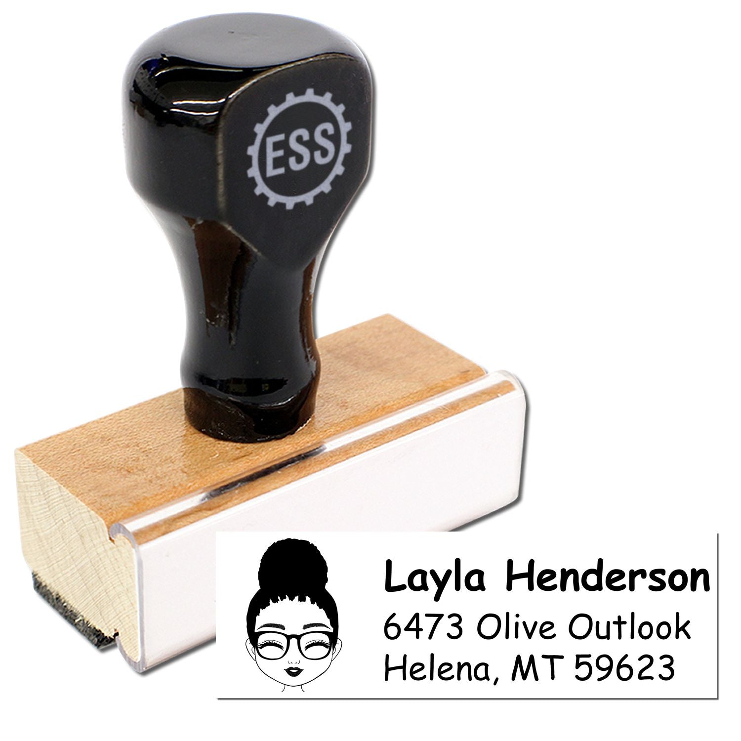 Wood Handle Ms Layla Bitmoji Address Stamp