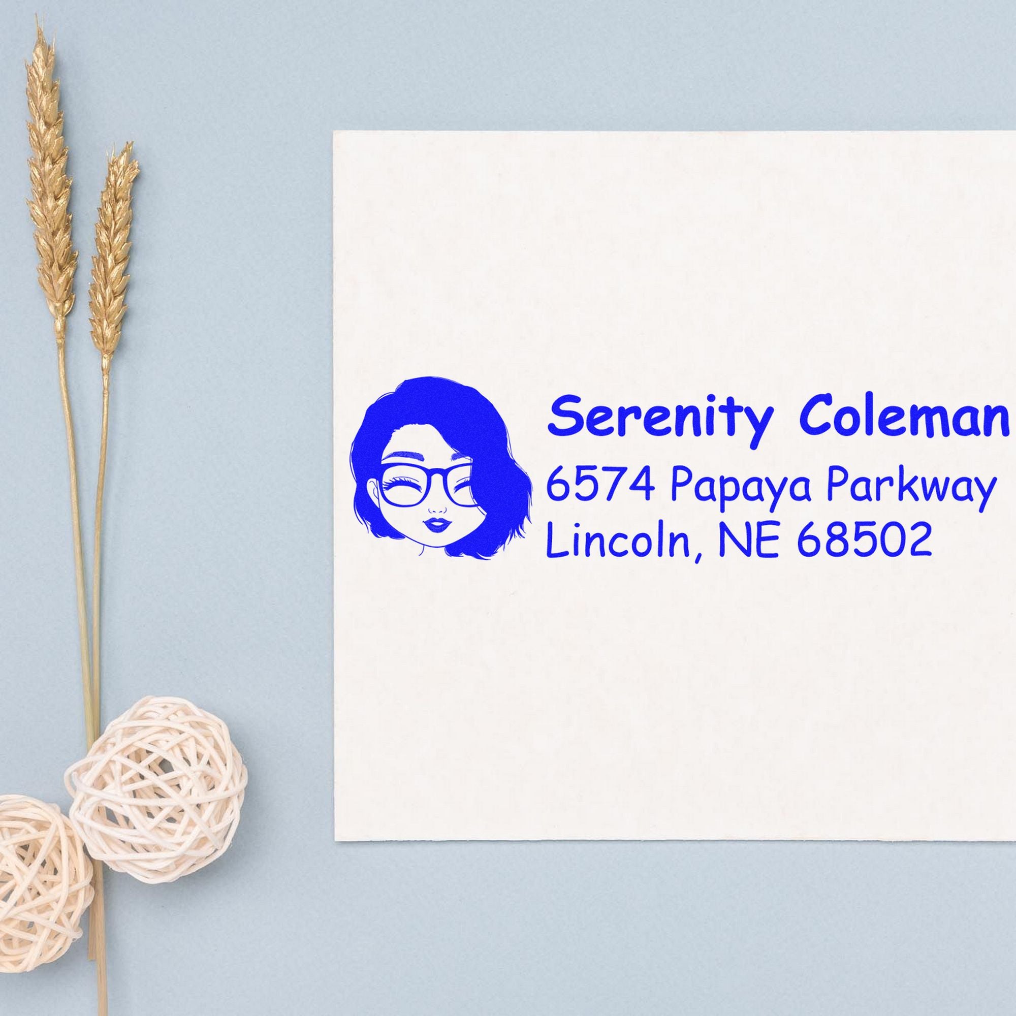 Wood Handle Ms Serenity Bitmoji Address Stamp