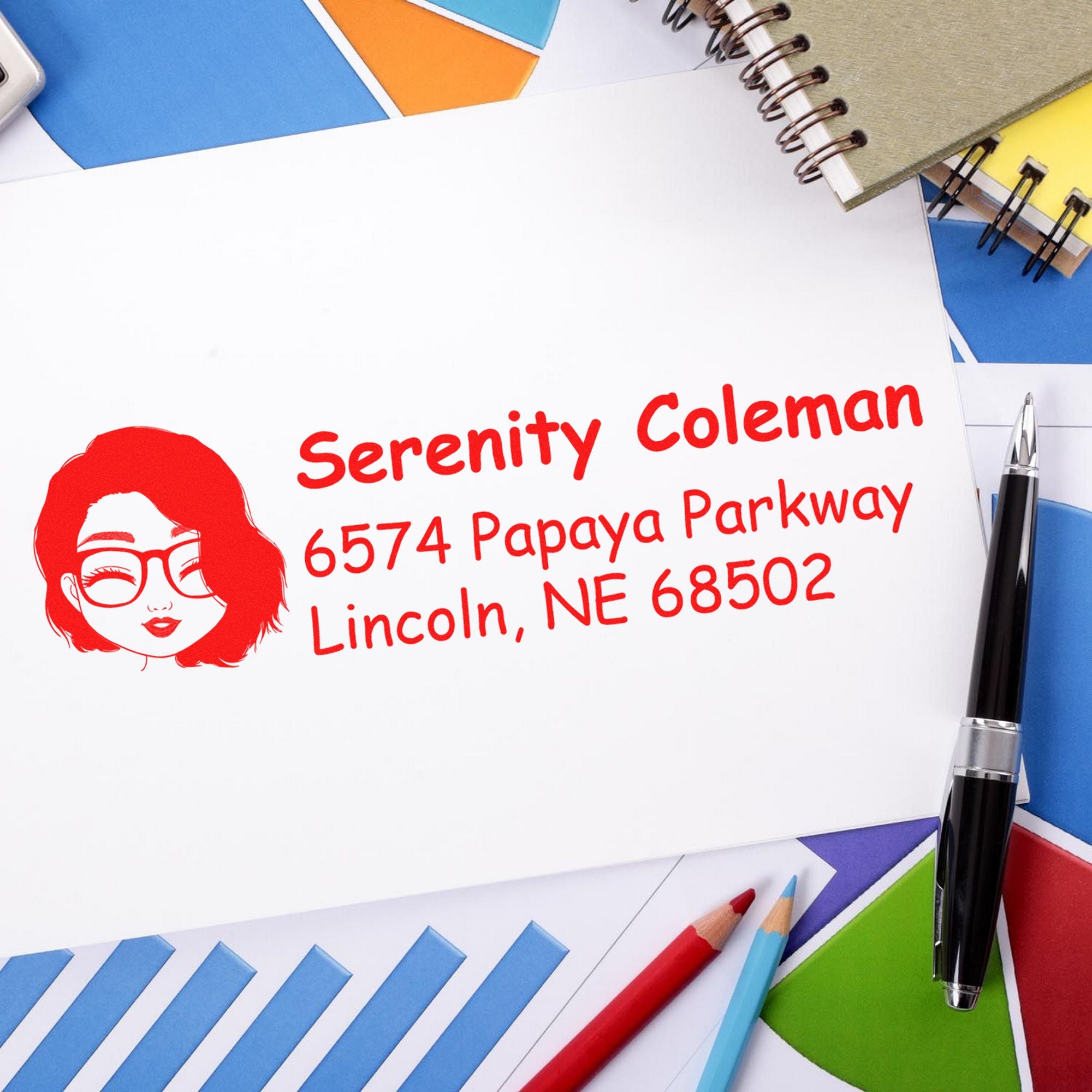 Wood Handle Ms Serenity Bitmoji Address Stamp