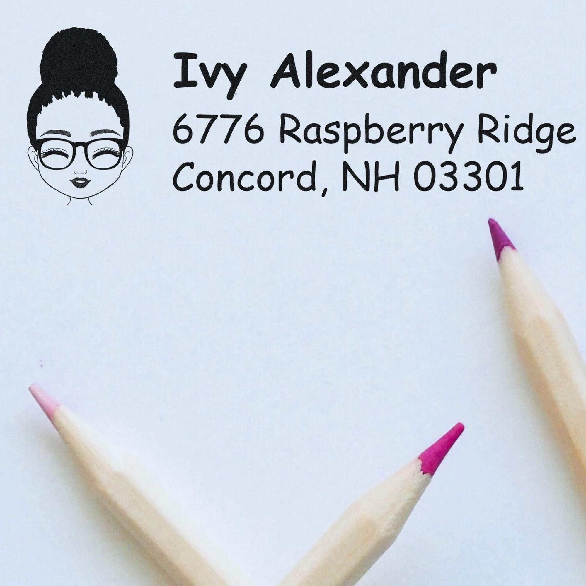 Wood Handle Ms Ivy Bitmoji Address Stamp