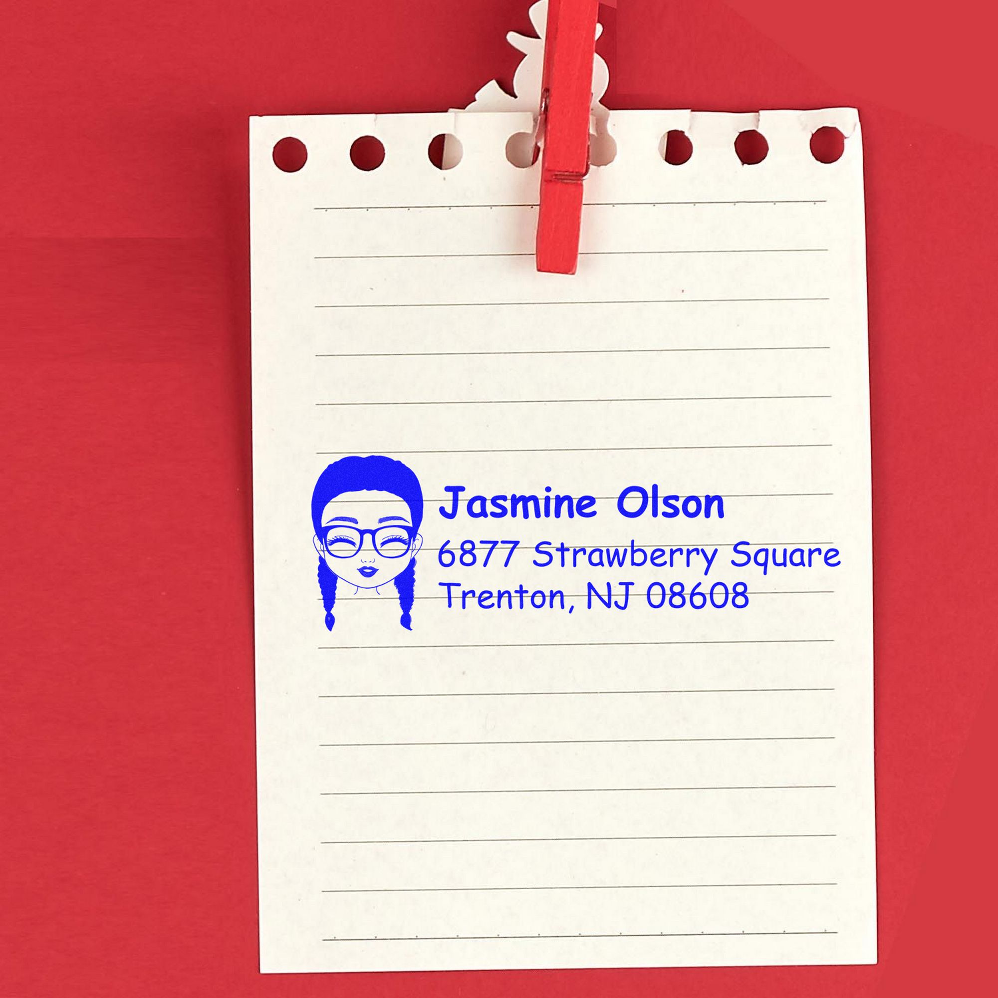 Wood Handle Ms Jasmine Bitmoji Address Stamp