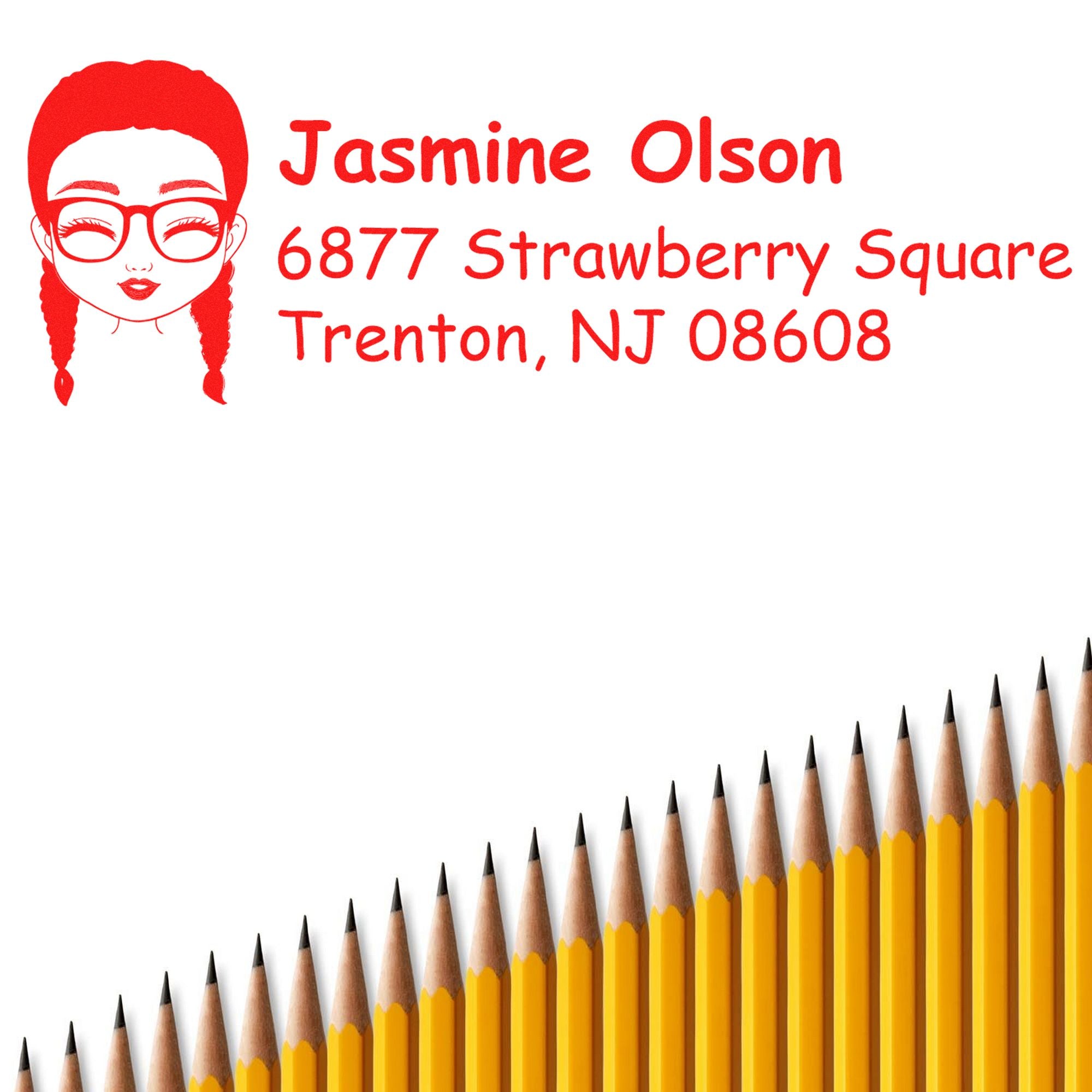 Wood Handle Ms Jasmine Bitmoji Address Stamp