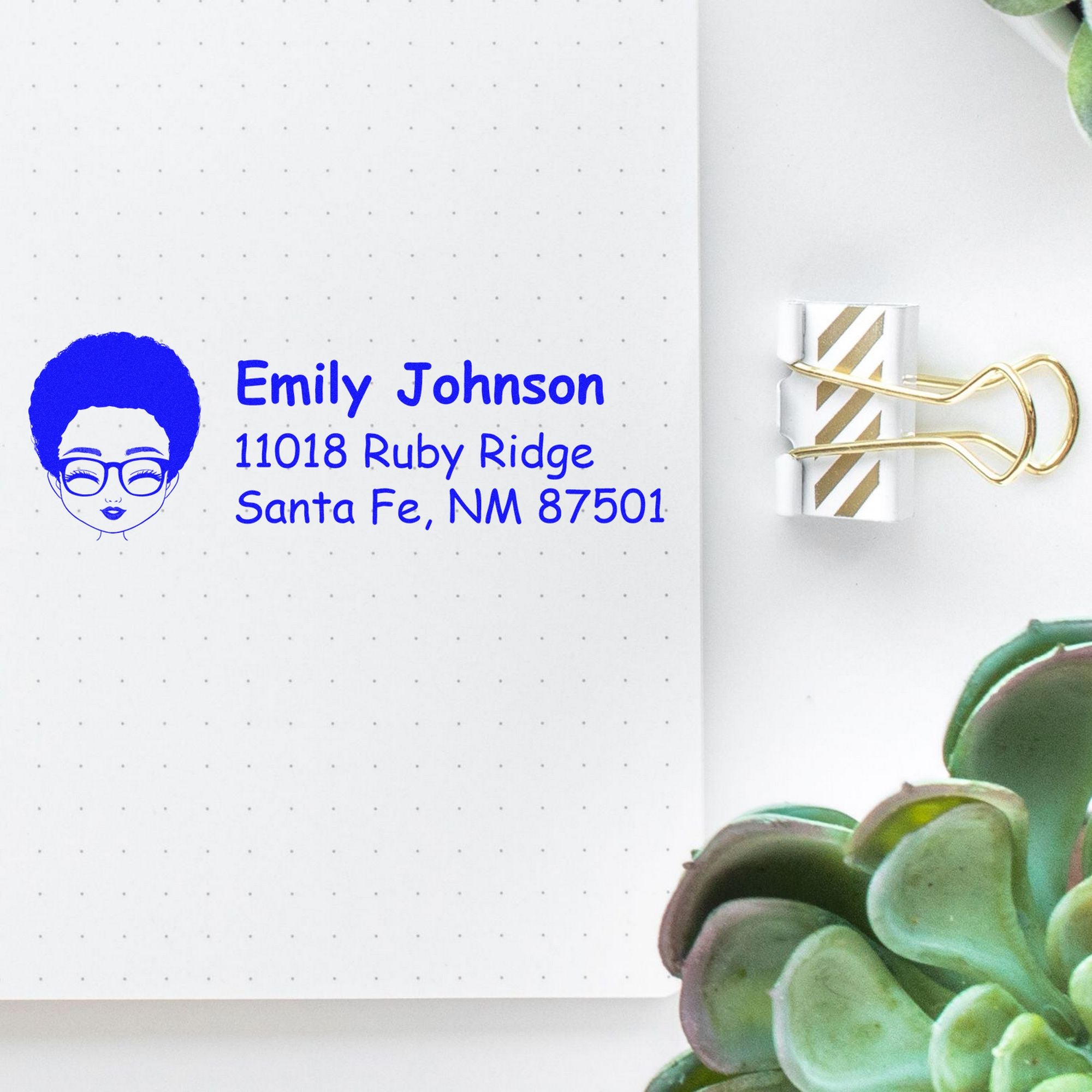 Wood Handle Ms Emily Bitmoji Address Stamp