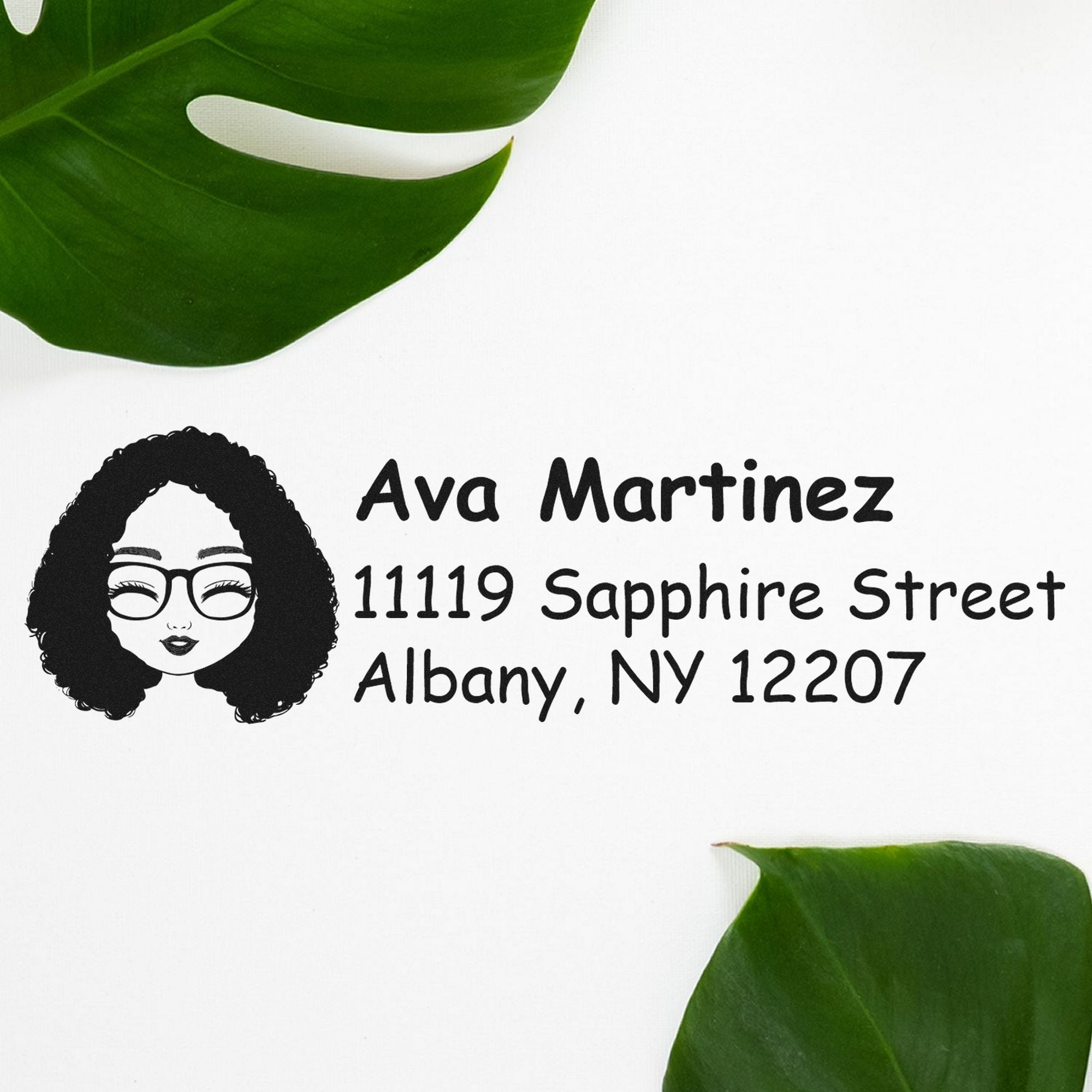 Wood Handle Ms Ava Bitmoji Address Stamp