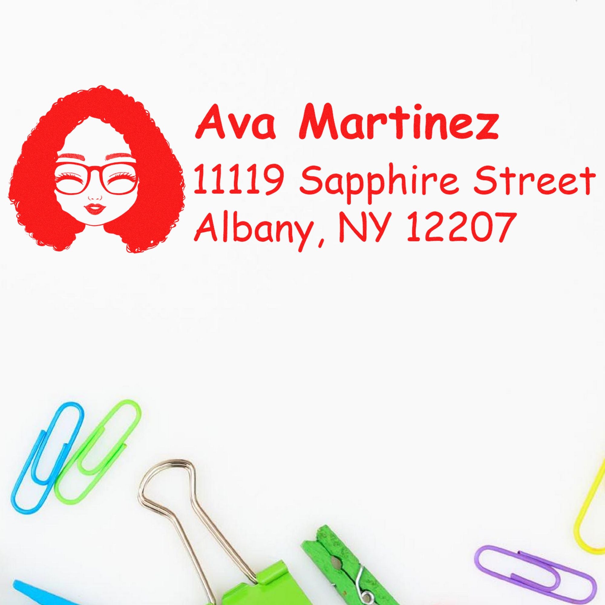 Wood Handle Ms Ava Bitmoji Address Stamp